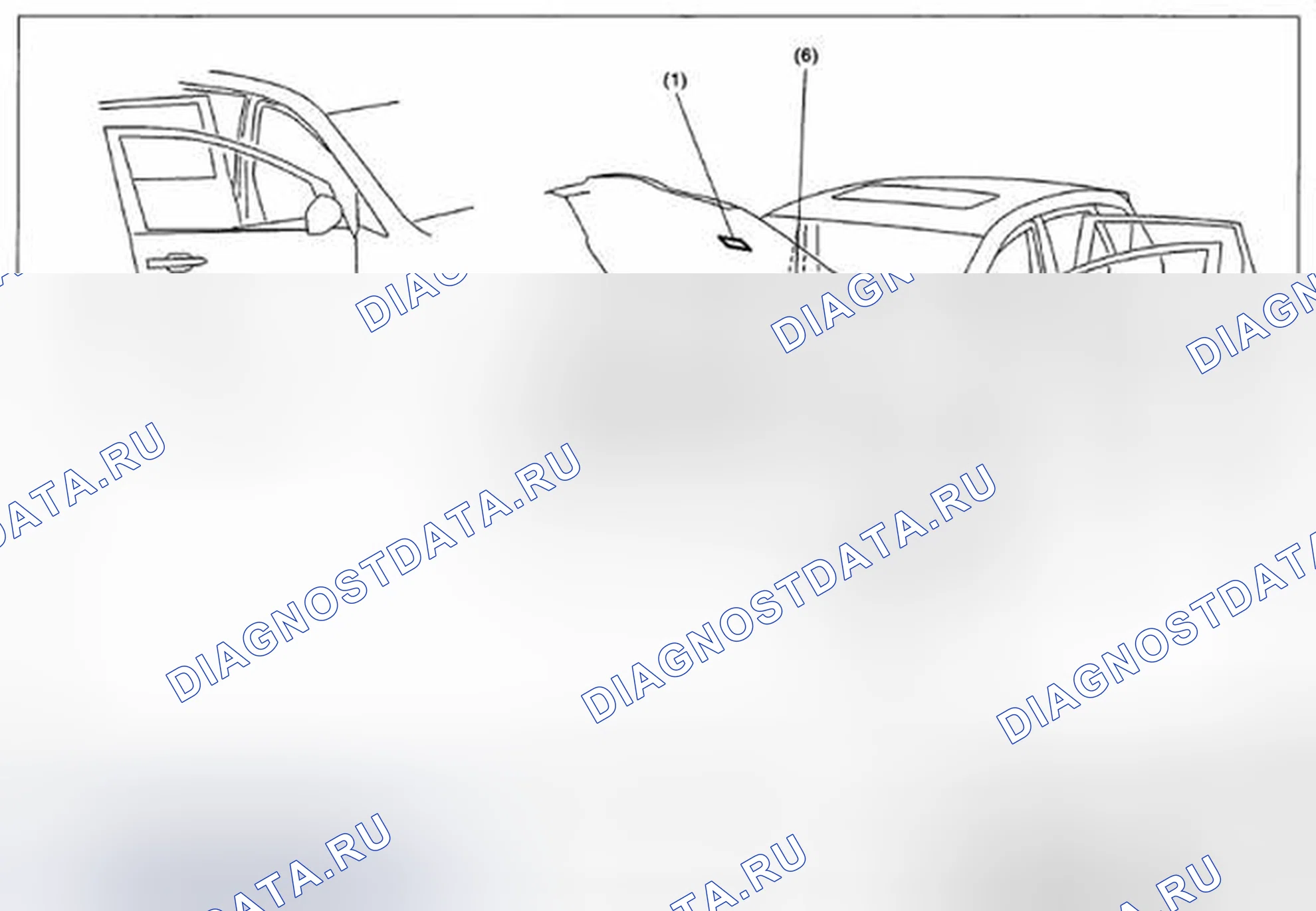 Рис. 1: РАСПОЛОЖЕНИЕ ИДЕНТИФИКАЦИОННОГО НОМЕРА И ЭТИКЕТКИ. Subaru Tribeca WX рестайлинг