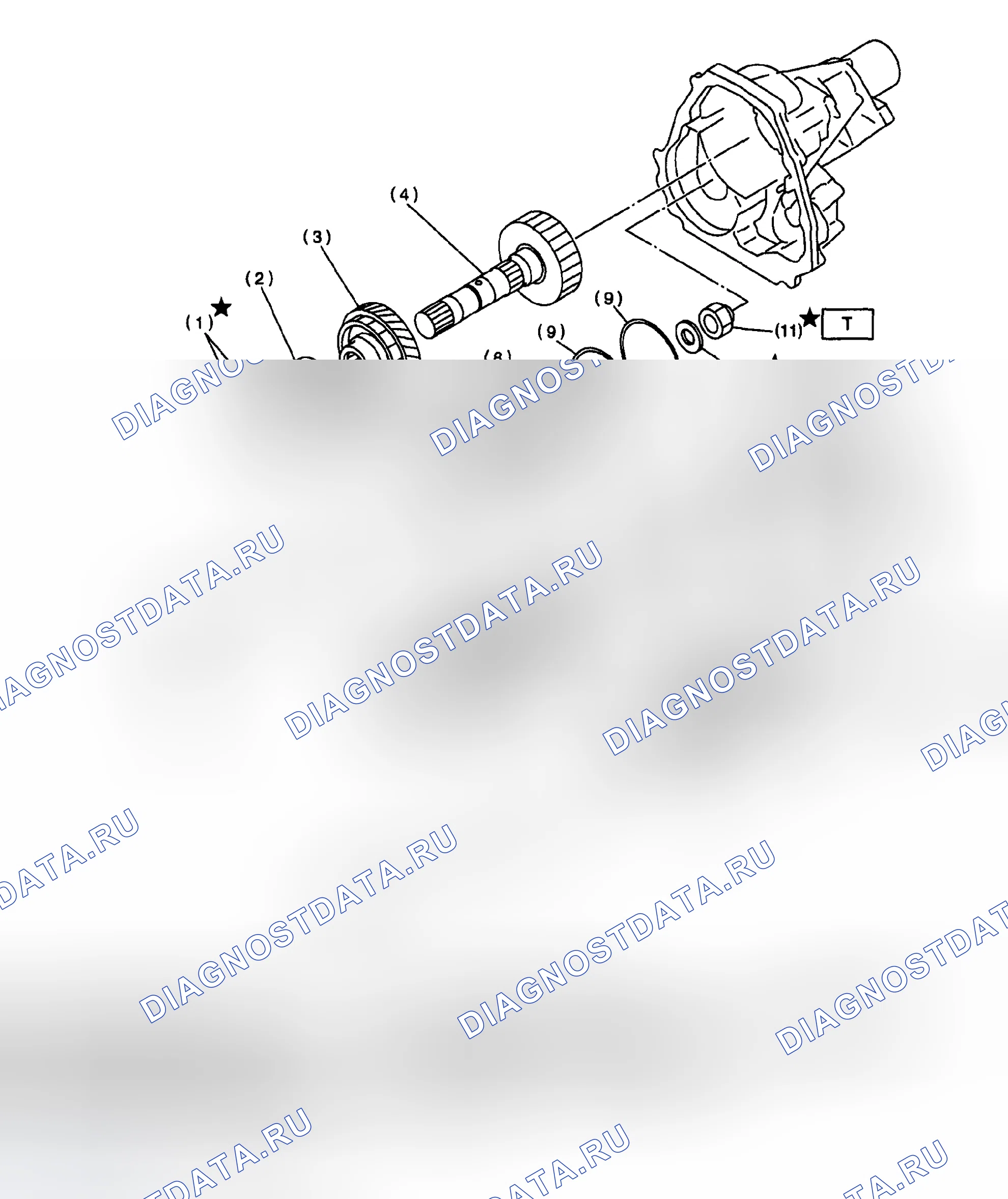 Рис. 1169: Разнесенный вид редуктора - без Vtd. Honda X-NV I