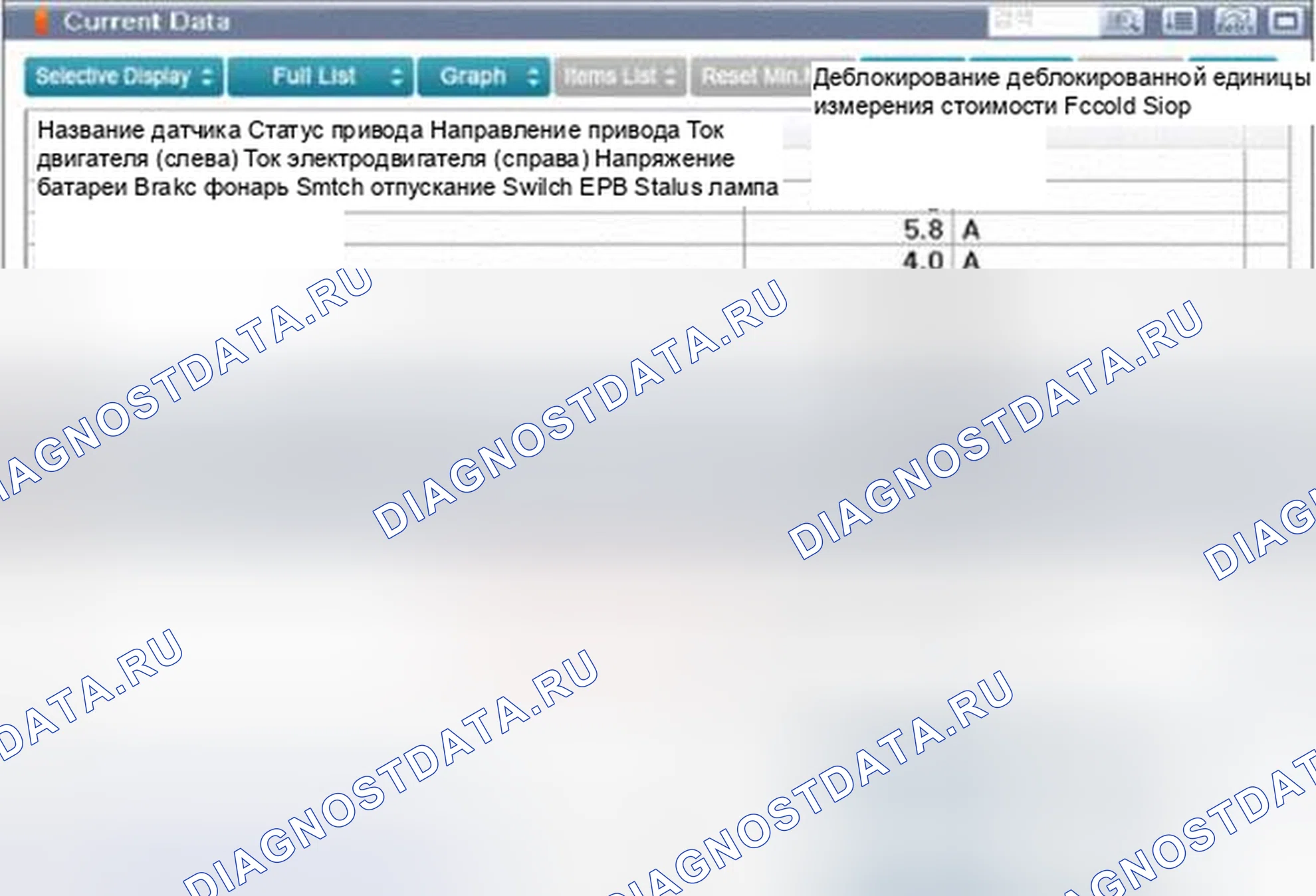 Рис. 119: Мониторинг данных GDS. Kia Optima III рестайлинг