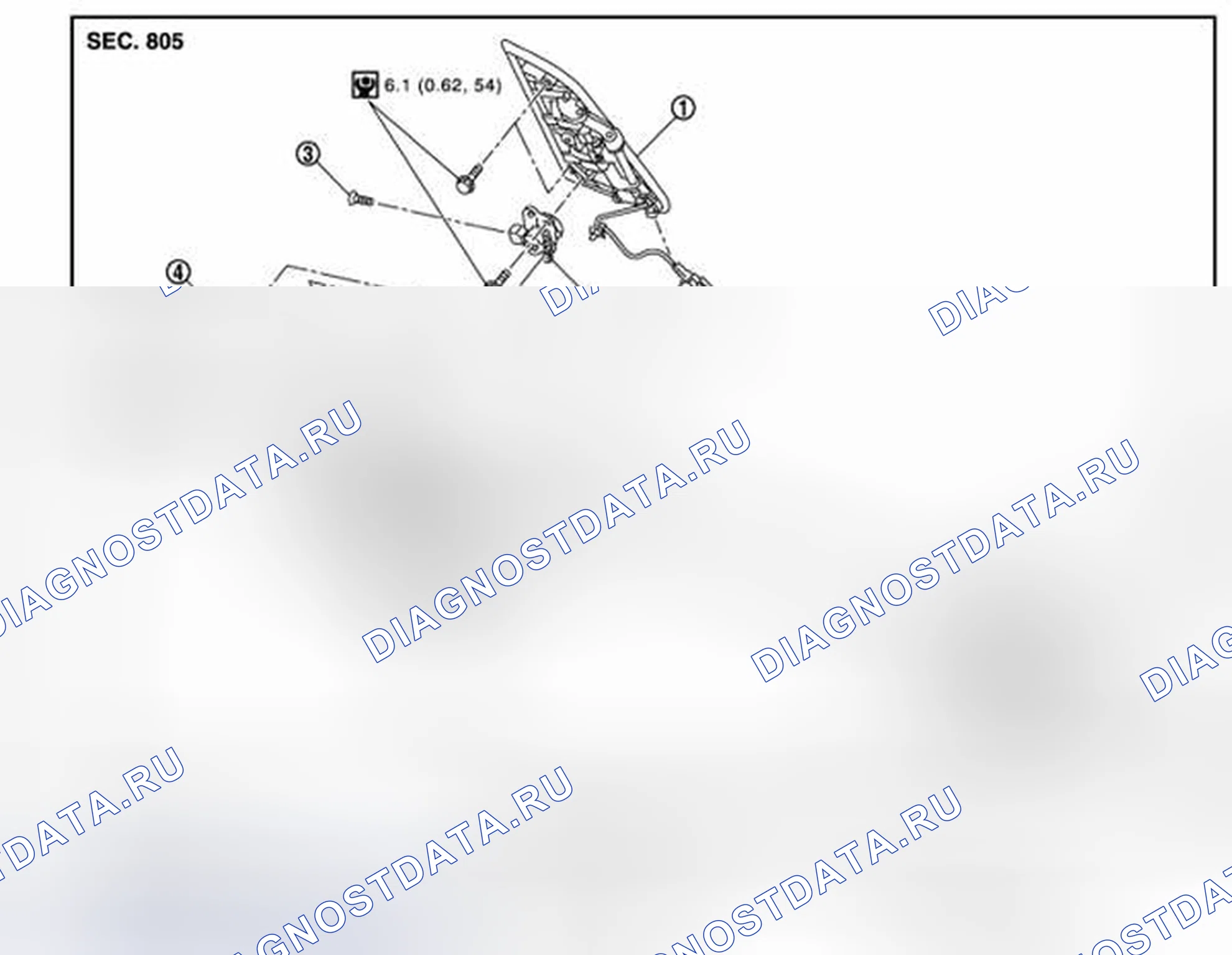 Рис. 53: ДВЕРНОЙ ЗАМОК: покомпонентный вид. Honda MDX I