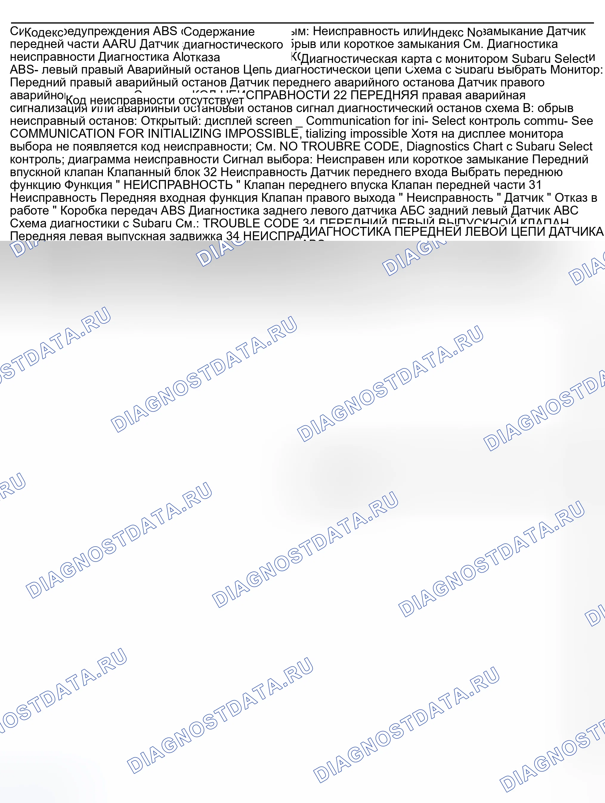 Рис. 135: Диагностический список кодов неисправностей с монитором Subaru Select (1 из 2). Subaru Impreza GD/GC/GG