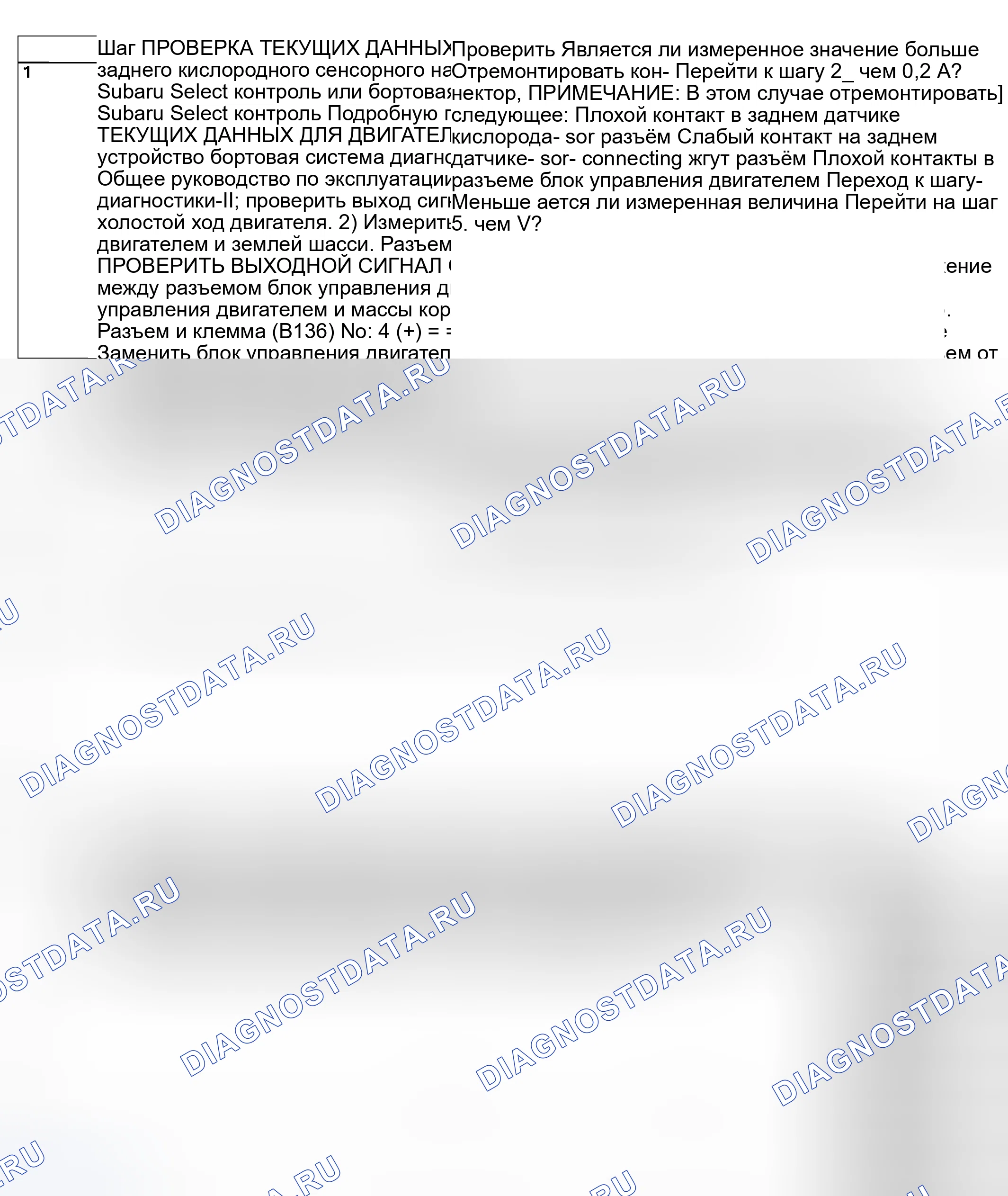 Рис. 838: ДИАГНОСТИЧЕСКАЯ ПРОЦЕДУРА. Subaru Legacy BL/BP