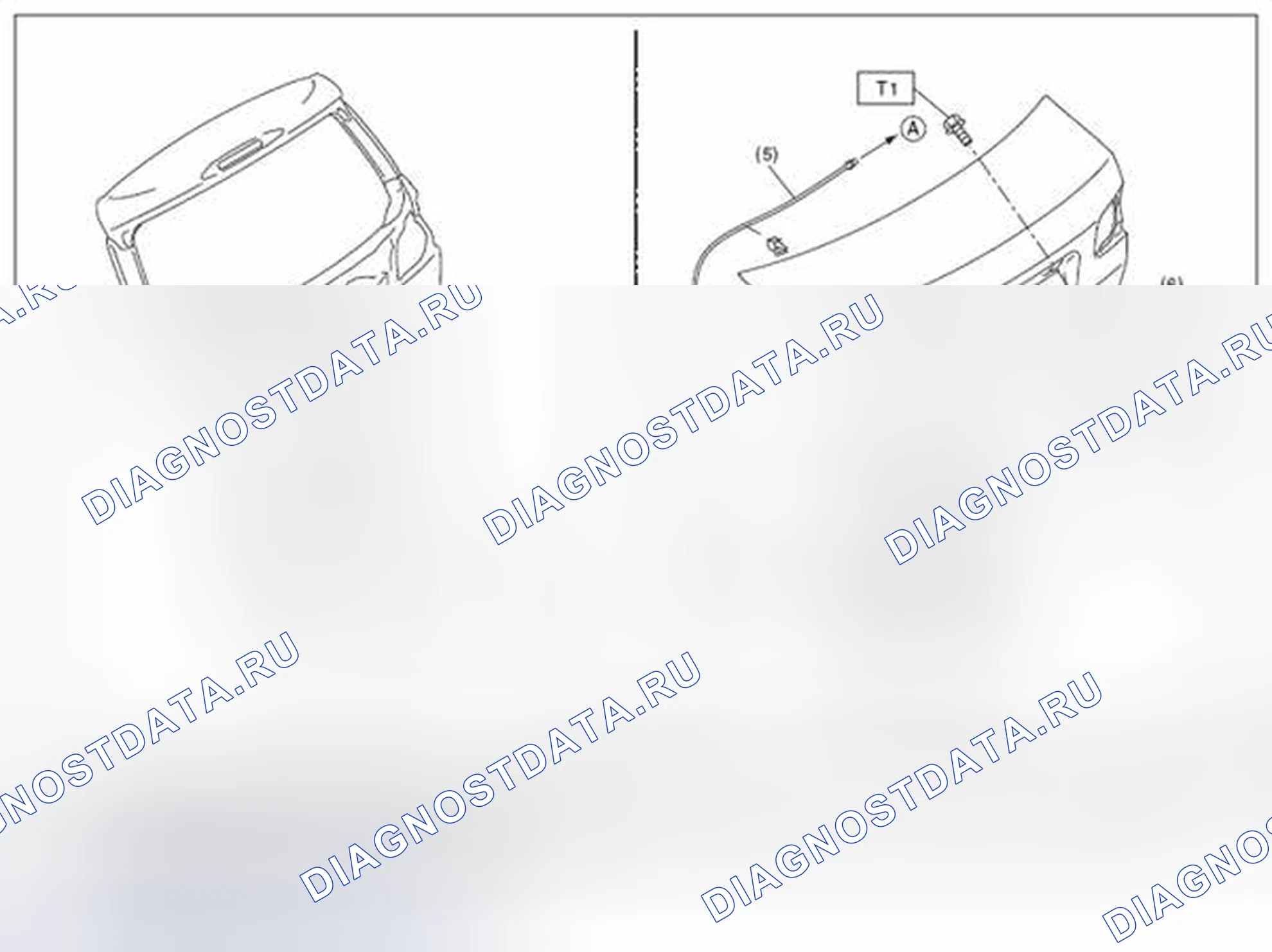 Рис. 54: ЗАМОК ЗАДНИХ ВОРОТ И ЗАМОК КРЫШКИ БАГАЖНИКА. Subaru Outback BR рестайлинг