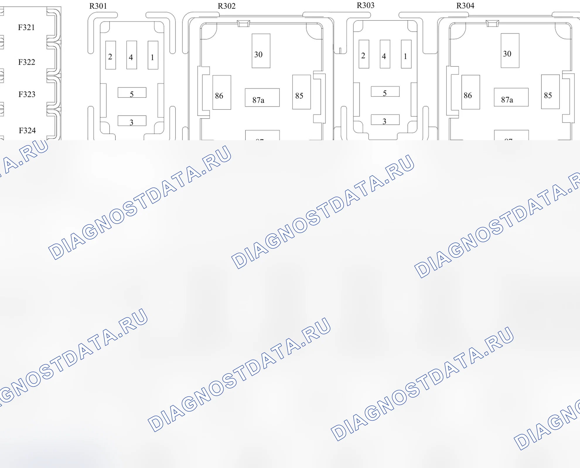 Информация о блоке предохранителей F301, F302, F303, F304, F305, F306, F307, F308, F309, F310, F311, F312, F313, F314, F319, F320, F321, F322, F323, F324, F325 (стр. 1) — Задняя блок предохранителей кузова. Haval Cool Dog I