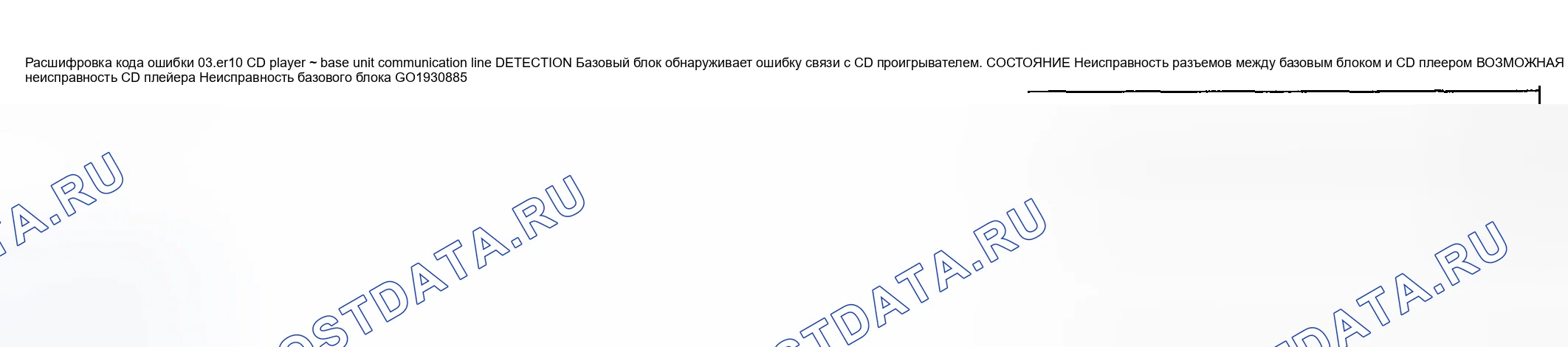 Рис. 15: расшифровка кода ошибки 03: ER10 - CD-плеер - линия связи базовый блок. Mazda 6 GG