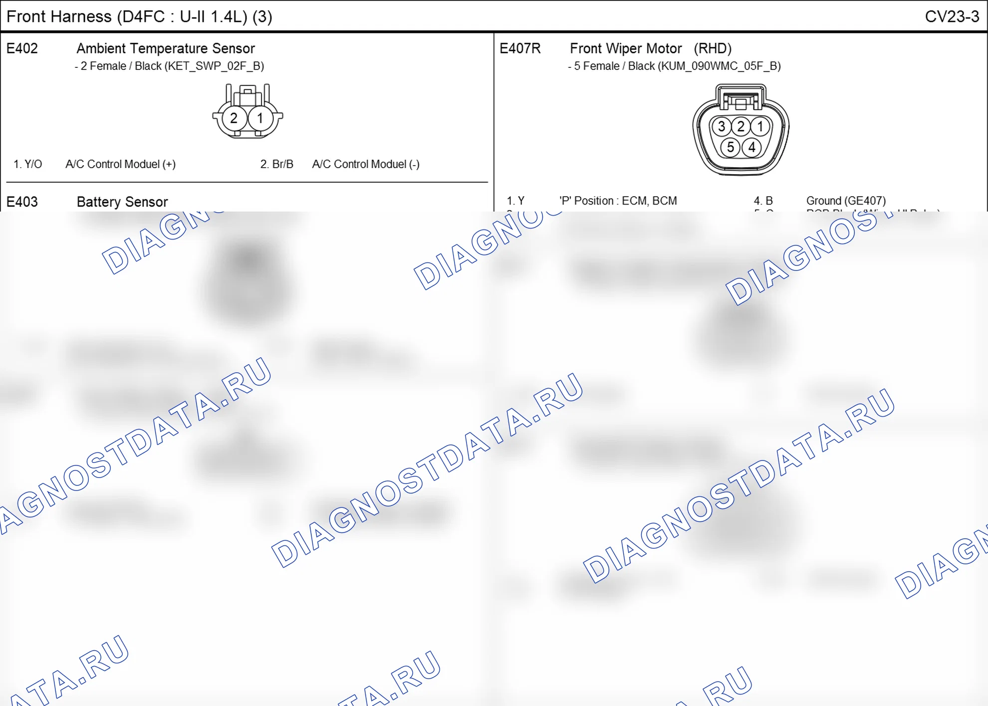 Распиновка разъёма E402 — front harness. Hyundai i20 GB