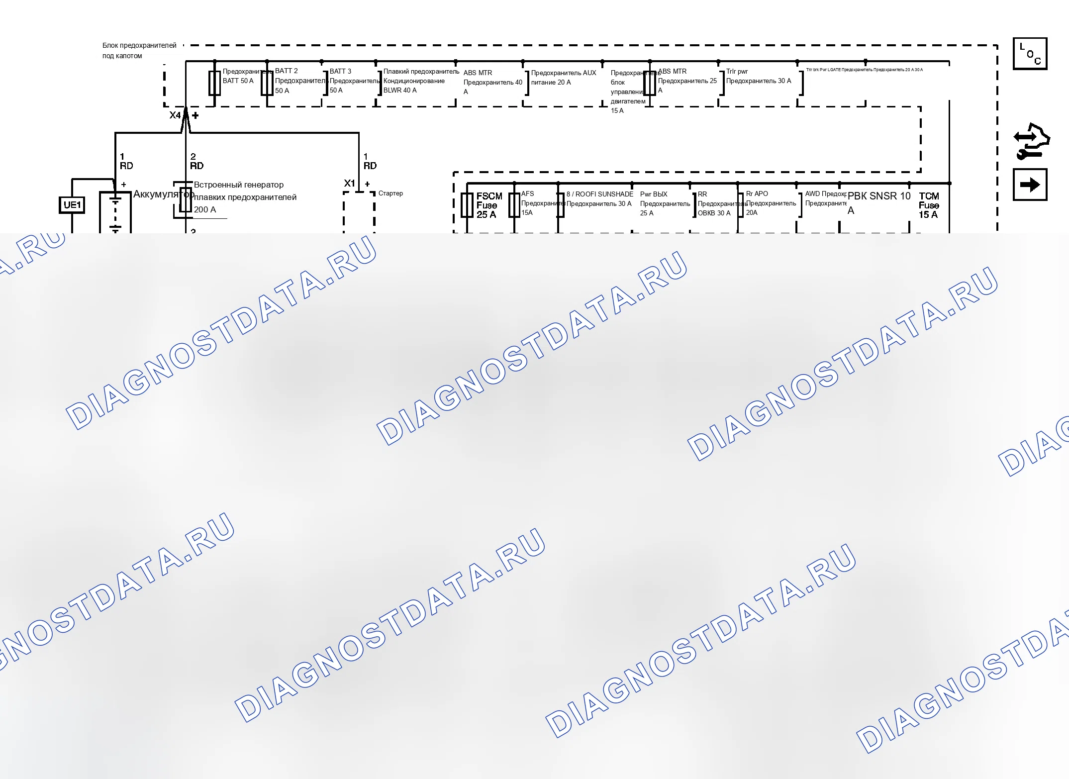 Рис. 36: СХЕМА РАСПРЕДЕЛЕНИЯ ЭЛЕКТРОЭНЕРГИИ. Chevrolet Traverse I