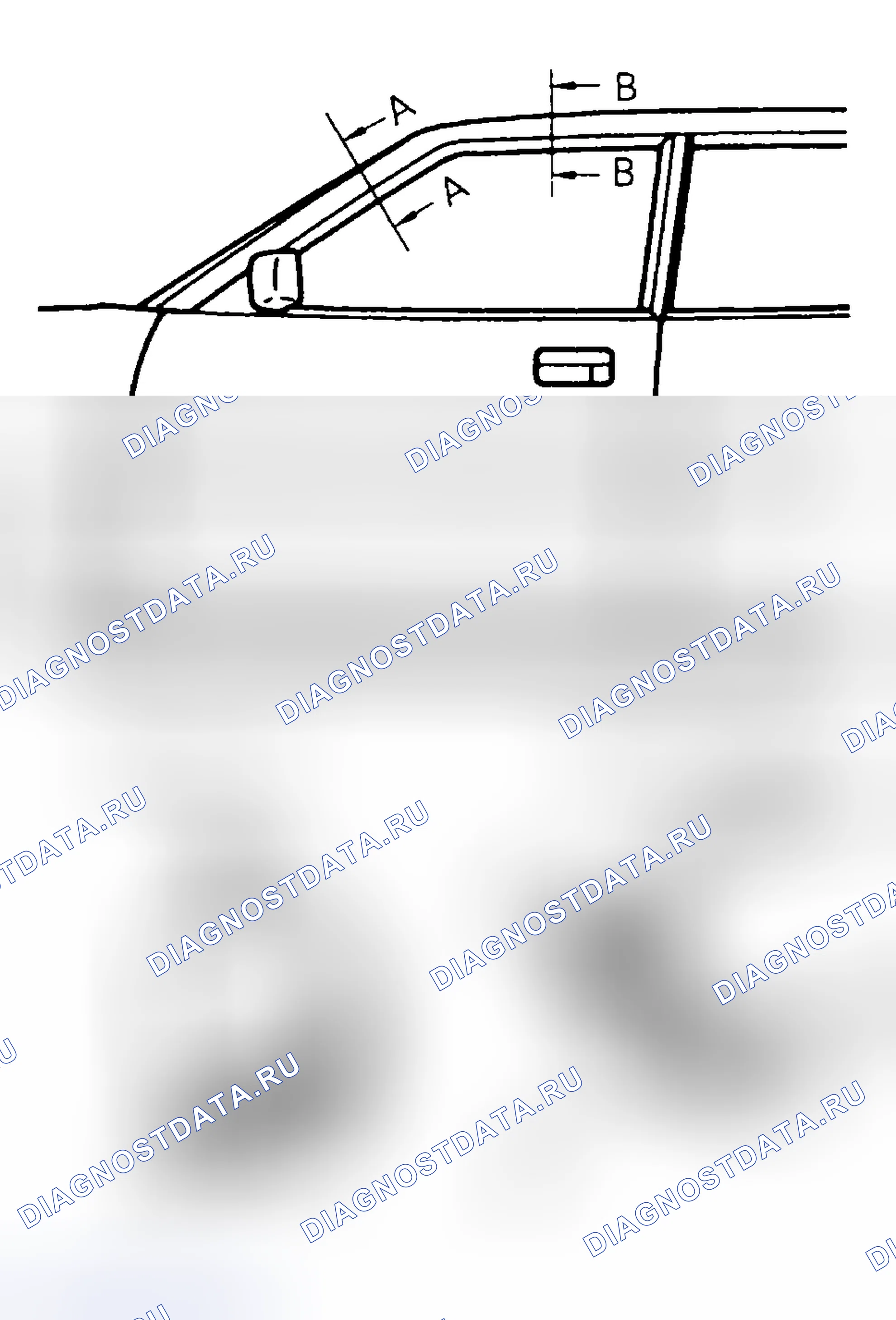 Рис. 18: СТЕКЛЯННАЯ АРМАТУРА ПЕРЕДНЕЙ ДВЕРИ. Mitsubishi Sigma I