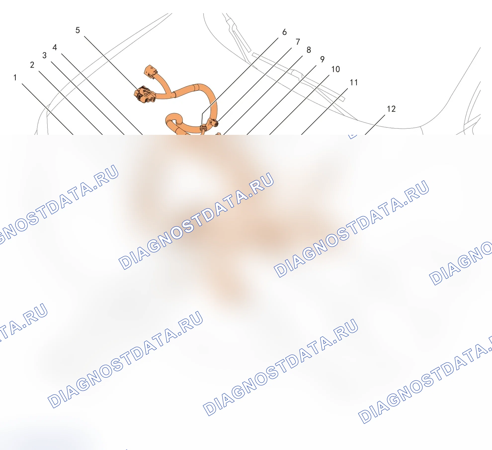 Расположение проводки: Жгут проводов двигателя (Gw4G15F+7DCT1-A02) (схема жгута). Haval F5 I