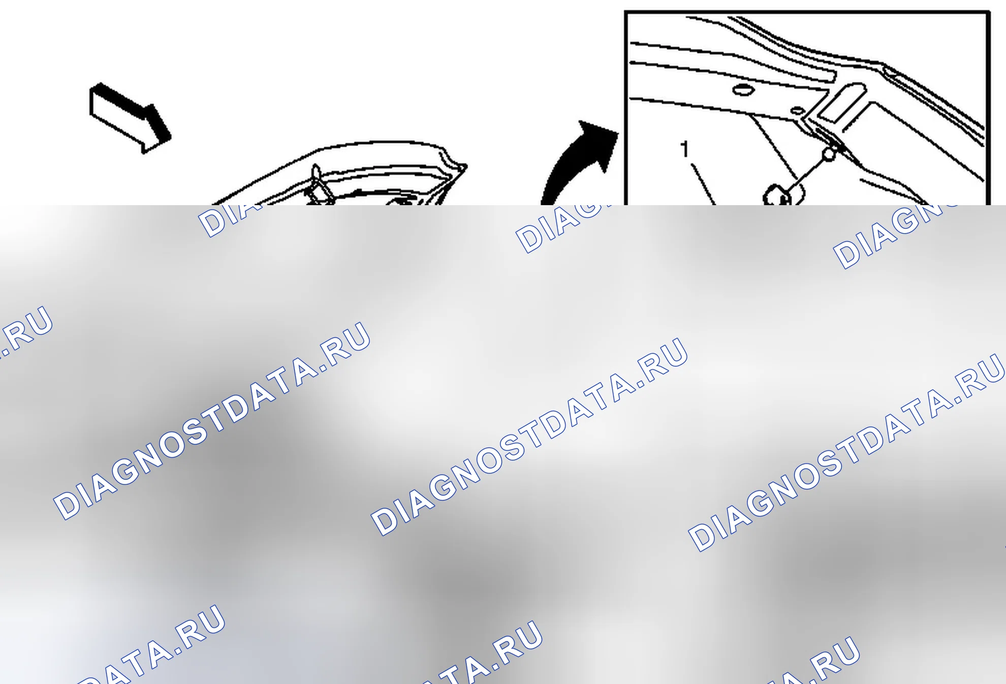 Рис. 40: Замена стойки капота. Buick Regal V