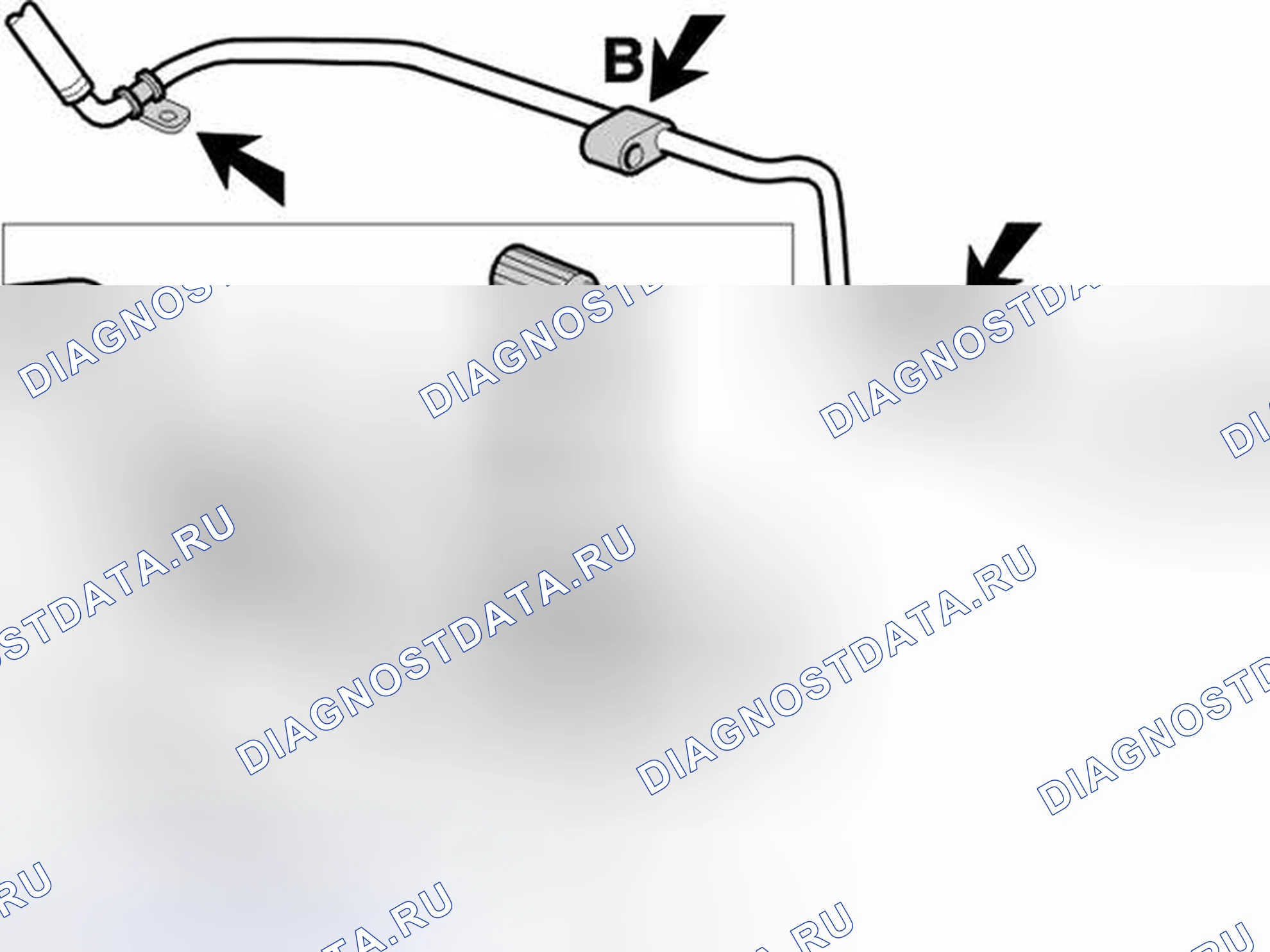 Рис. 1: Выравнивание / закрепление возвратного трубопровода. Volvo V40 I рестайлинг