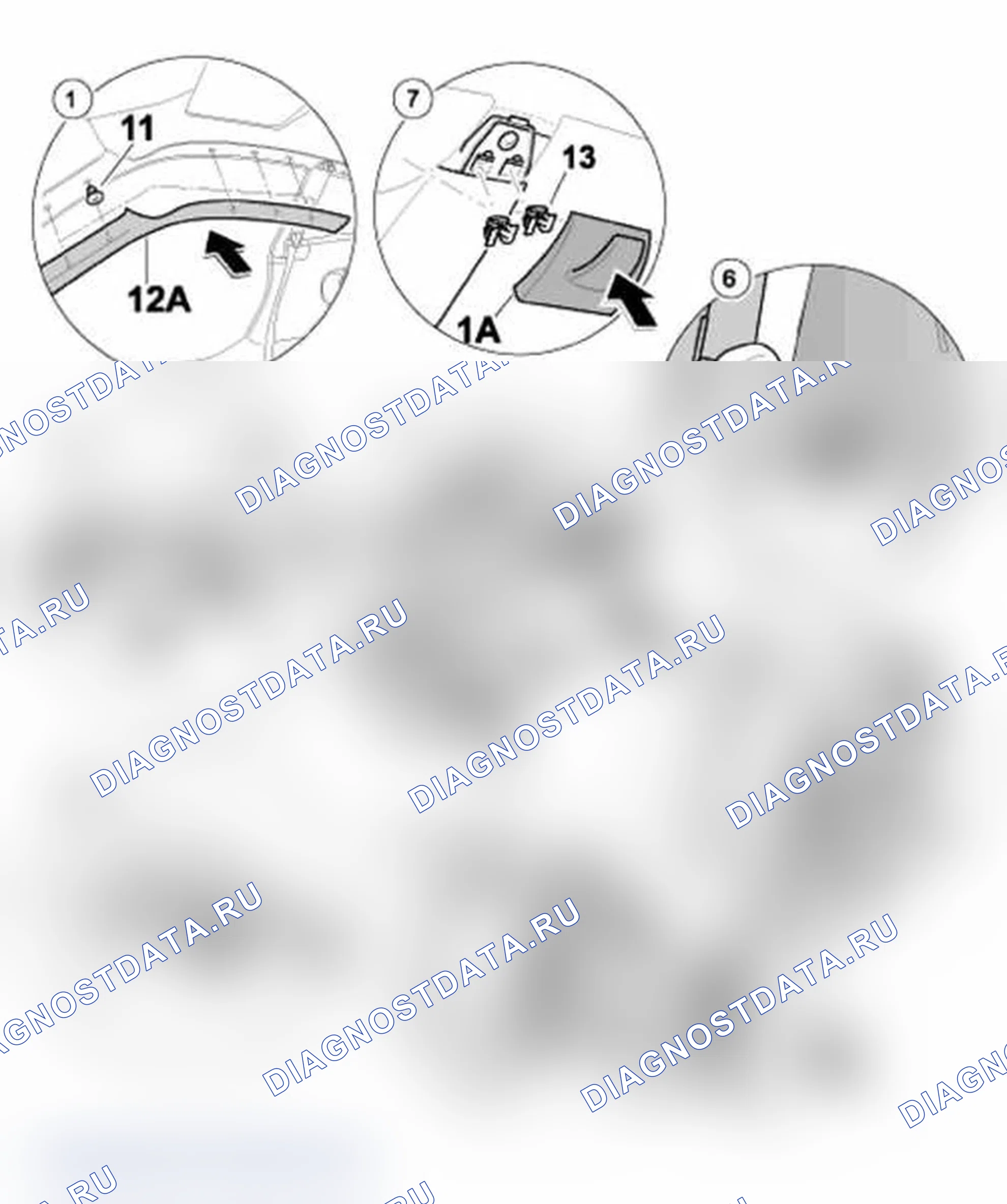 Рис. 25: Установка облицовки стоек A, B и C. Porsche 911 Carrera 996