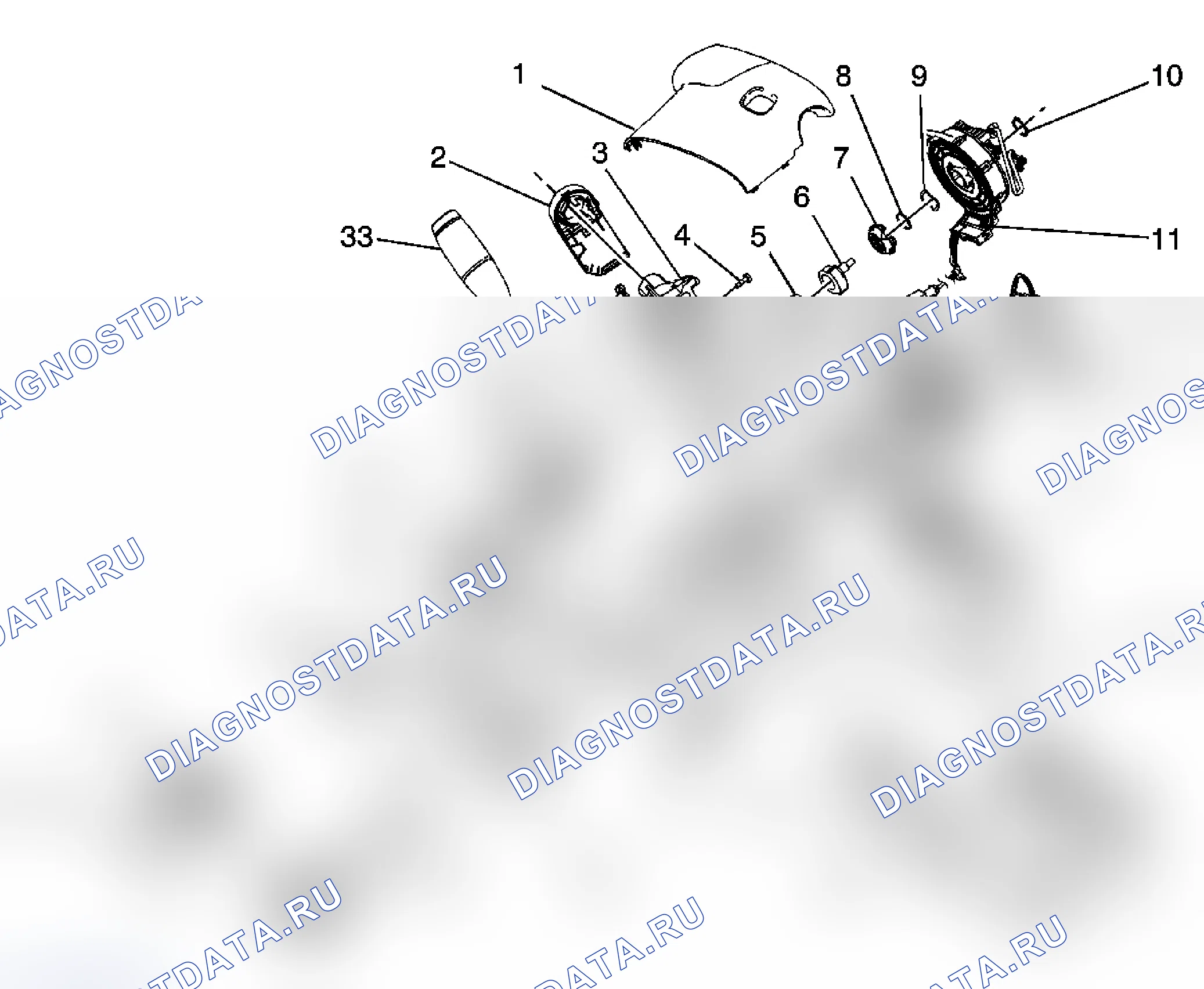 Рис. 5: Вид рулевой колонки в разобранном состоянии. Chevrolet Silverado 2500 HD 