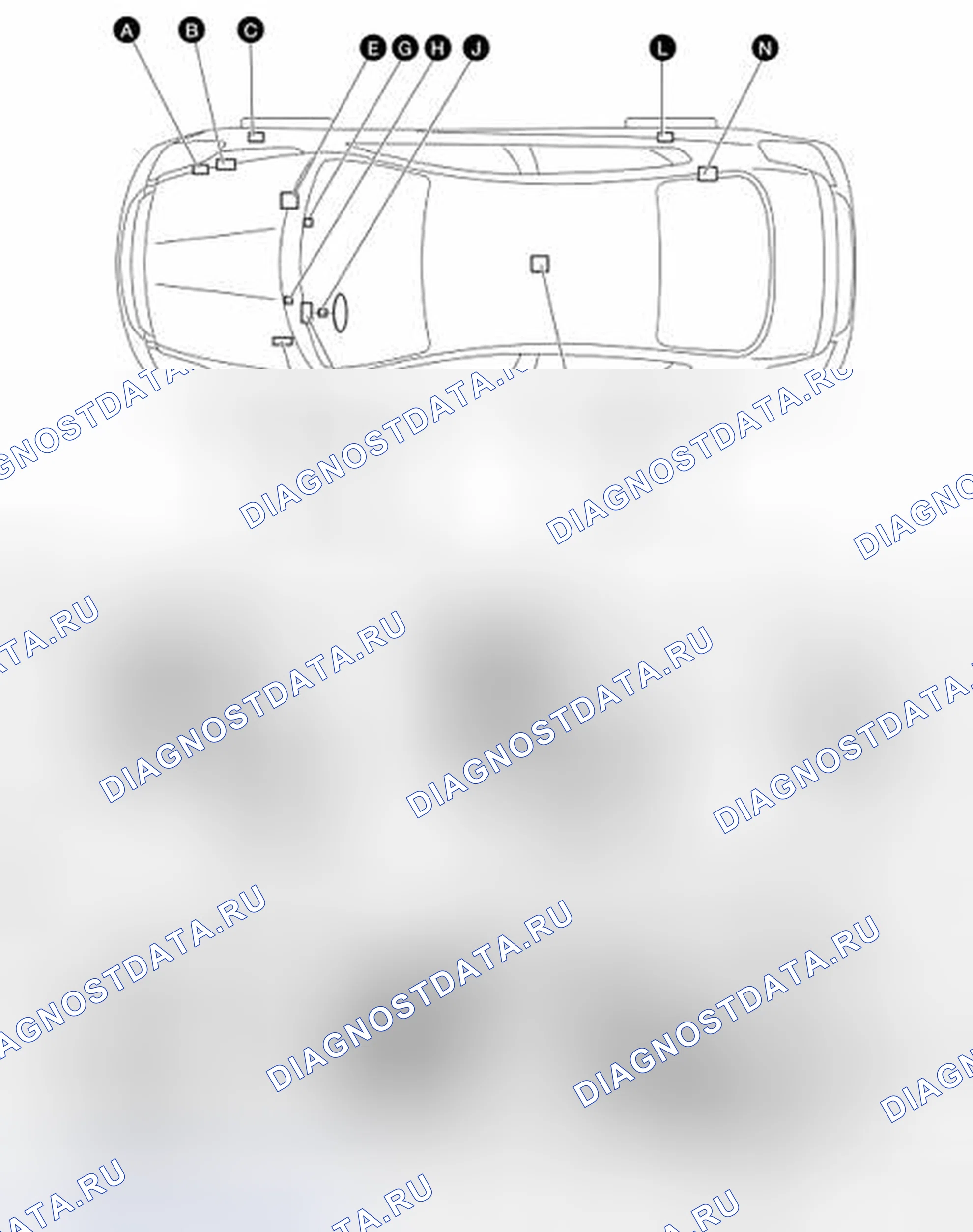 Рис. 77: Расположение компонентов. Nissan Altima L32
