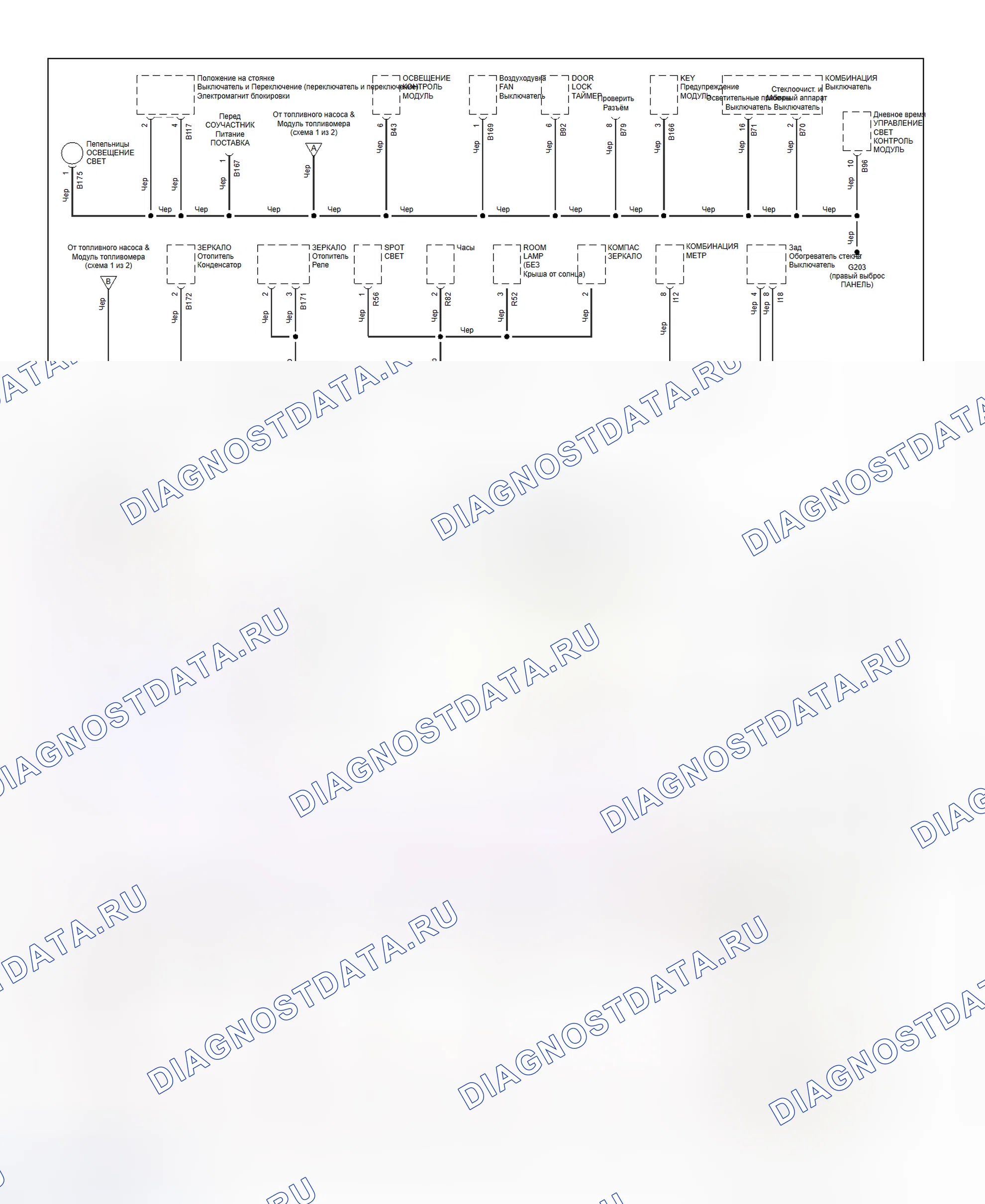 Рис. 14: Схема разводки массы (Forester - 2 из 2). Subaru Legacy BE/BH/BT
