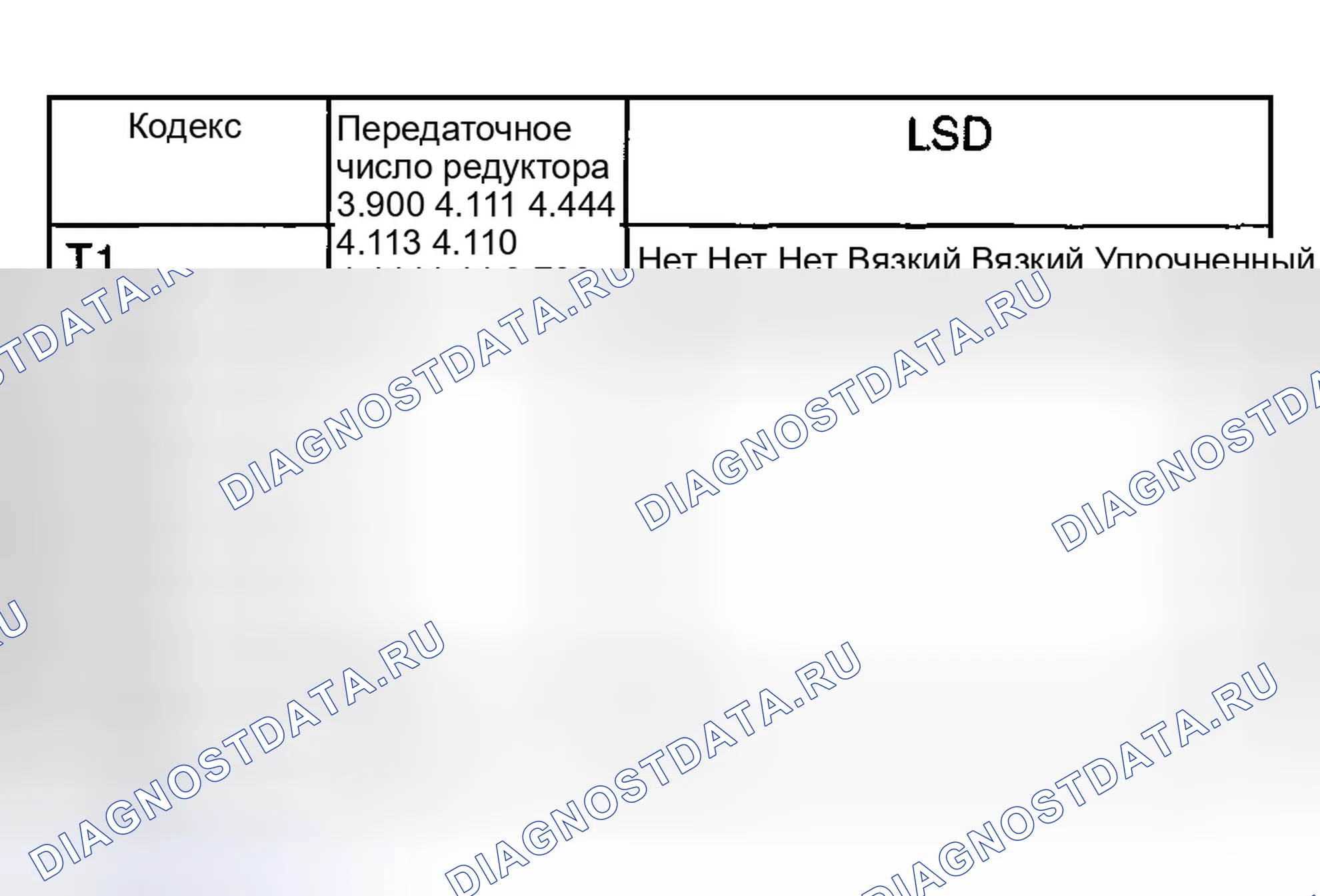 Рис. 9: Схема идентификации заднего дифференциала 2. Subaru Legacy BE/BH/BT