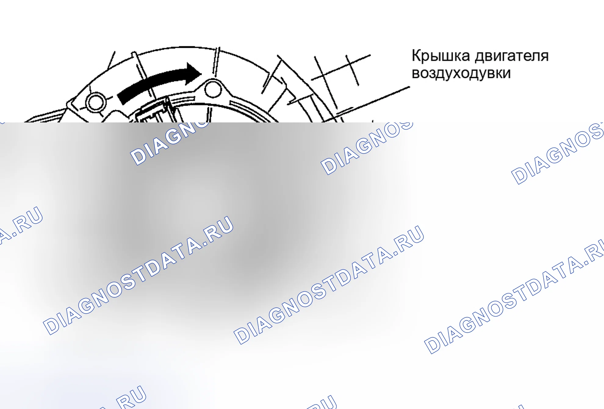 Рис. 58: Примечание по установке крышки электродвигателя воздуходувки. Honda CR-V III рестайлинг