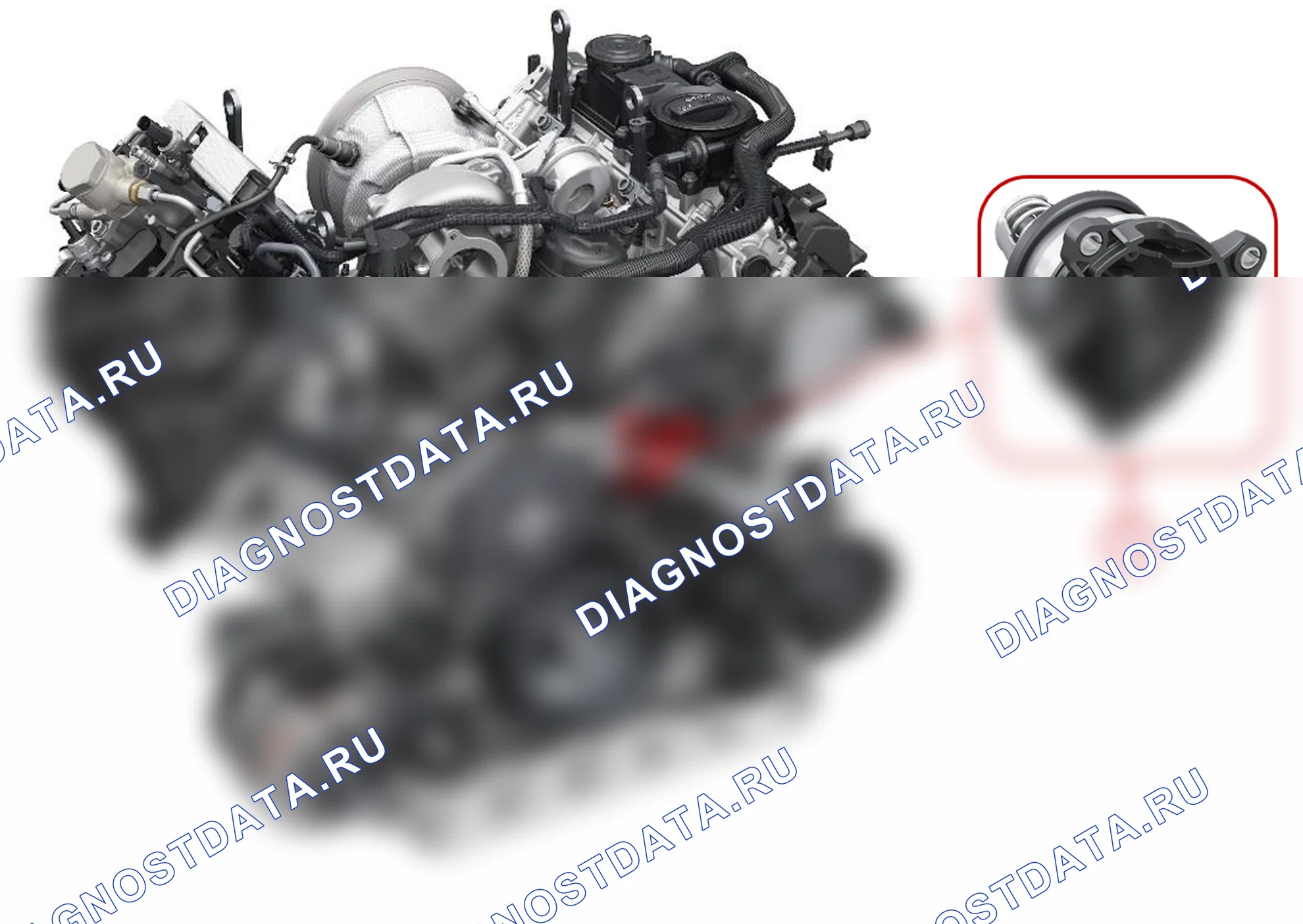 Монтажное положение параметрируемого термостата на примере V6 Monoturbo. Porsche Panamera 971 рестайлинг