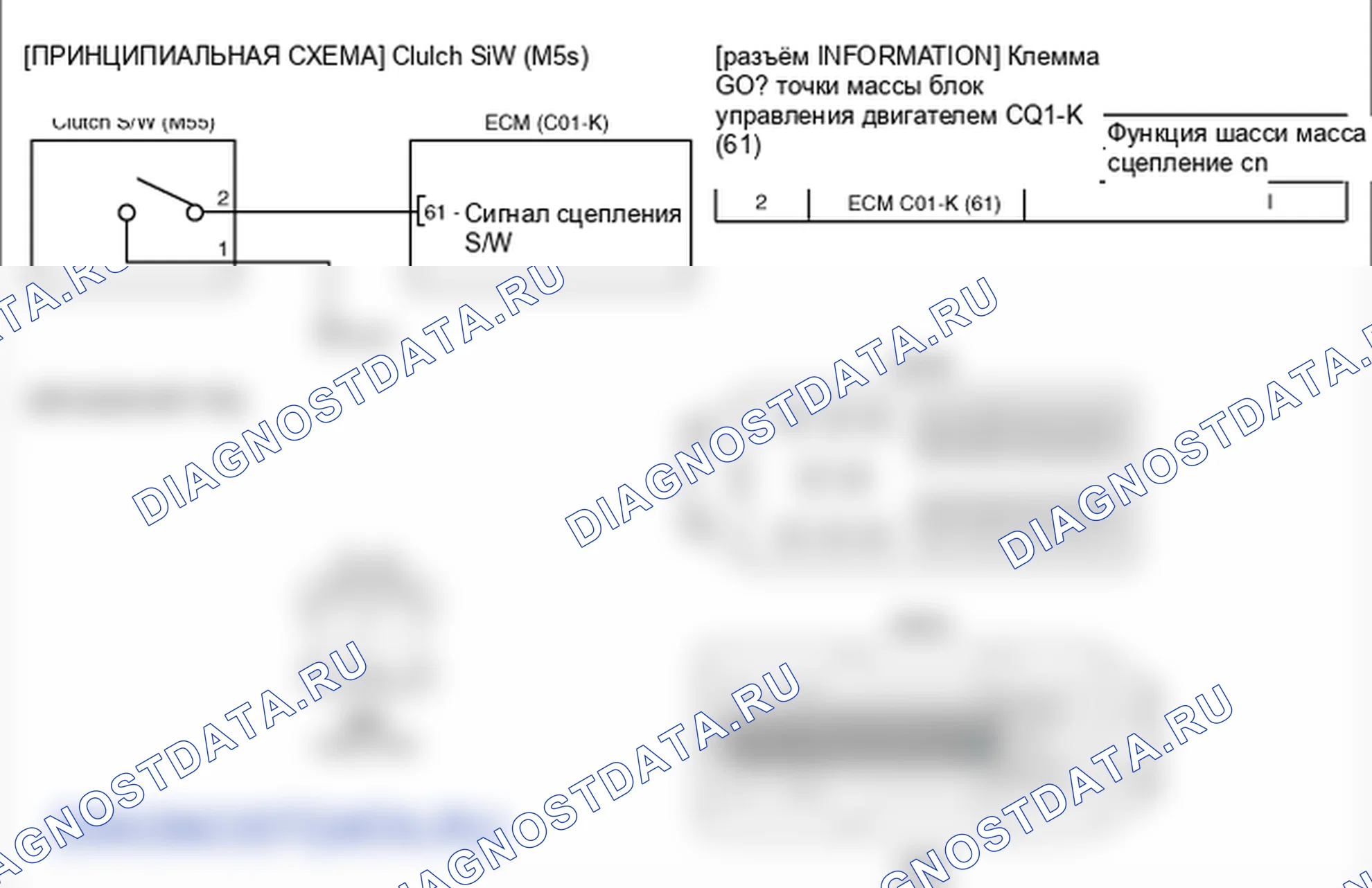 Фрагмент электросхемы: P0704. Kia Sorento BL