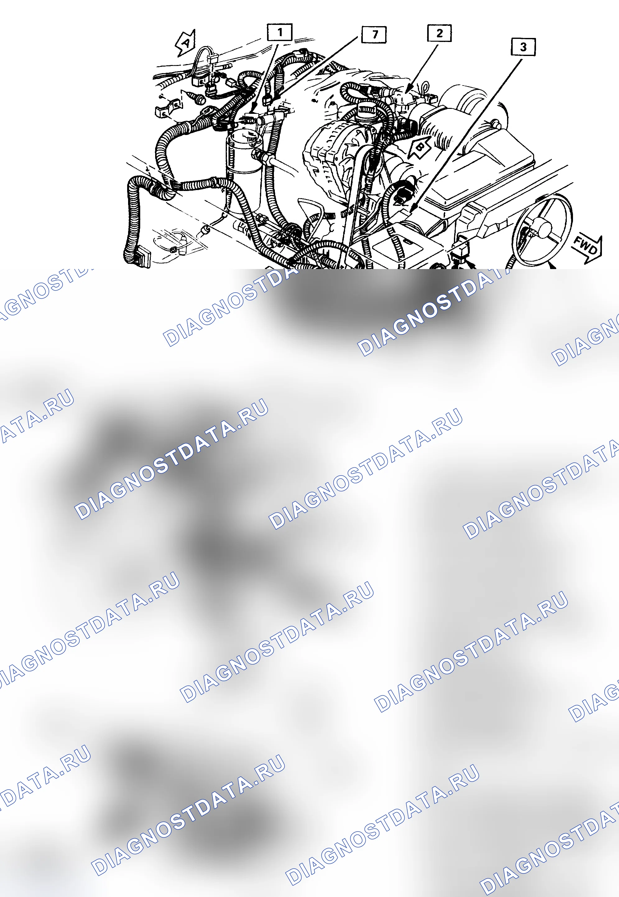 Рис. 17: Расположение компонентов двигателя 1/2 - фактический вид. Chevrolet Camaro III рестайлинг