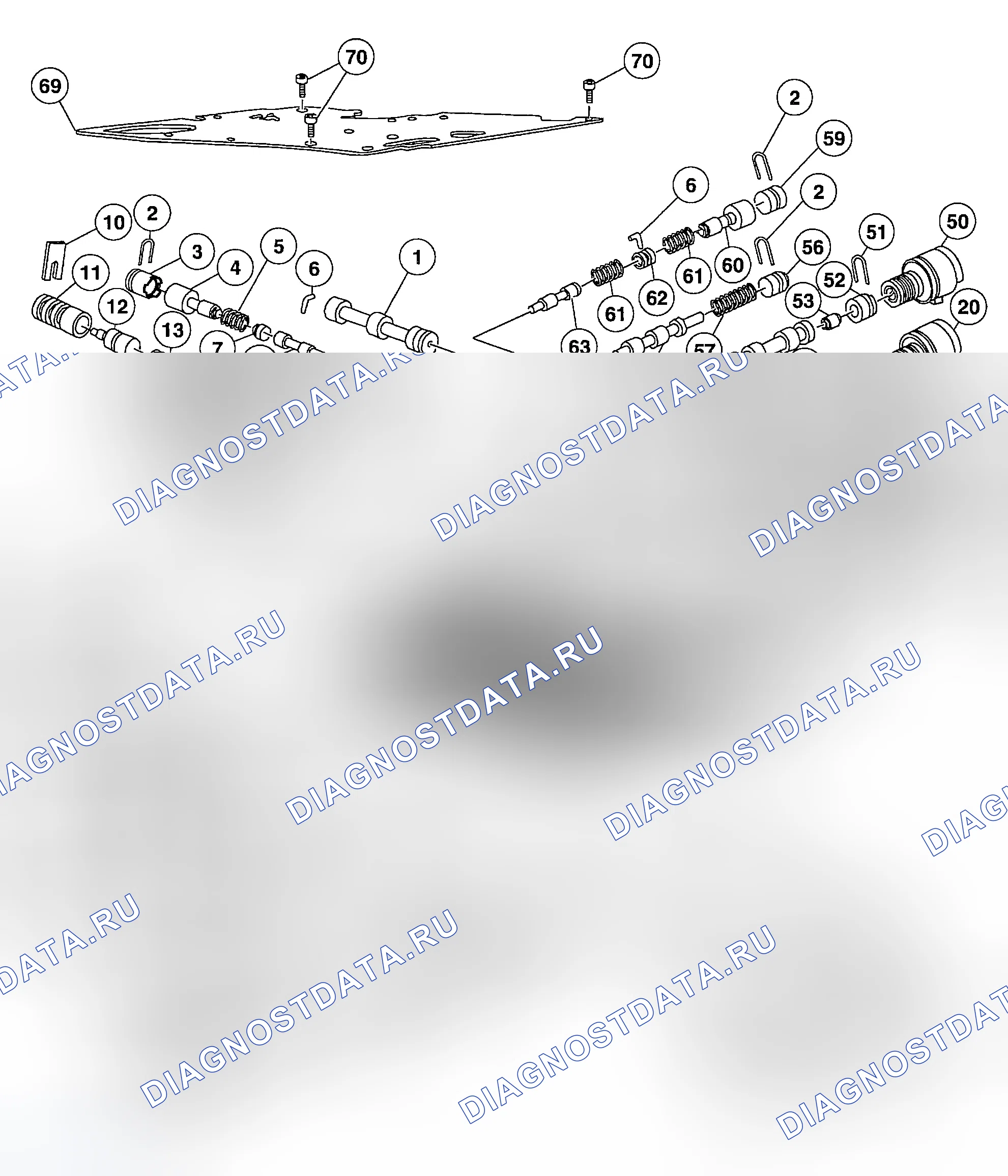 Рис. 407: Основные компоненты корпуса регулирующего клапана. Ford Explorer Sport Trac I