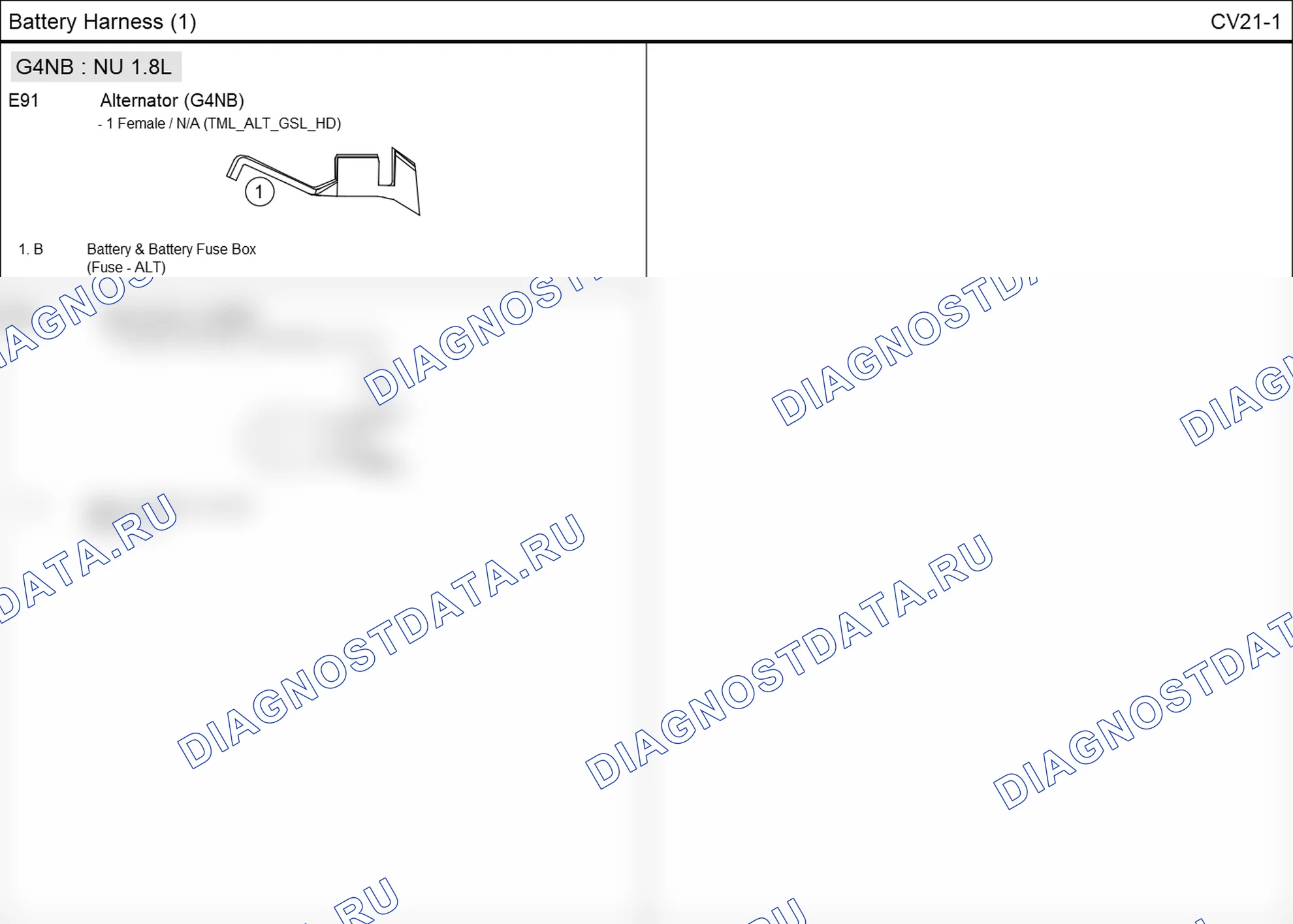 Распиновка разъёма CV21-1 — battery harness. Hyundai Elantra V рестайлинг