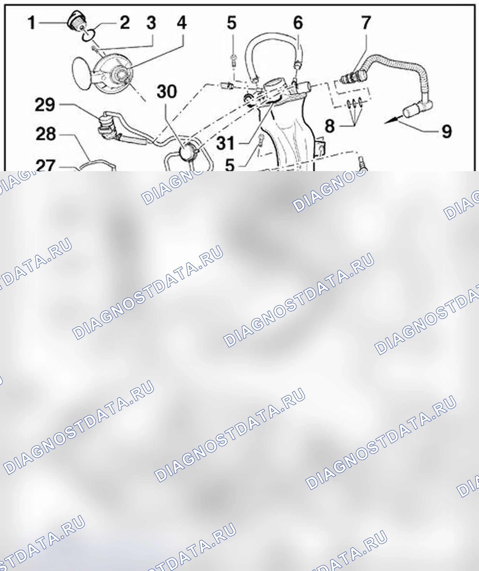 Рис. 14: ТОПЛИВНЫЕ БАКИ И ПРИСПОСОБЛЕНИЯ В СБОРЕ. Volkswagen New Beetle A4 рестайлинг
