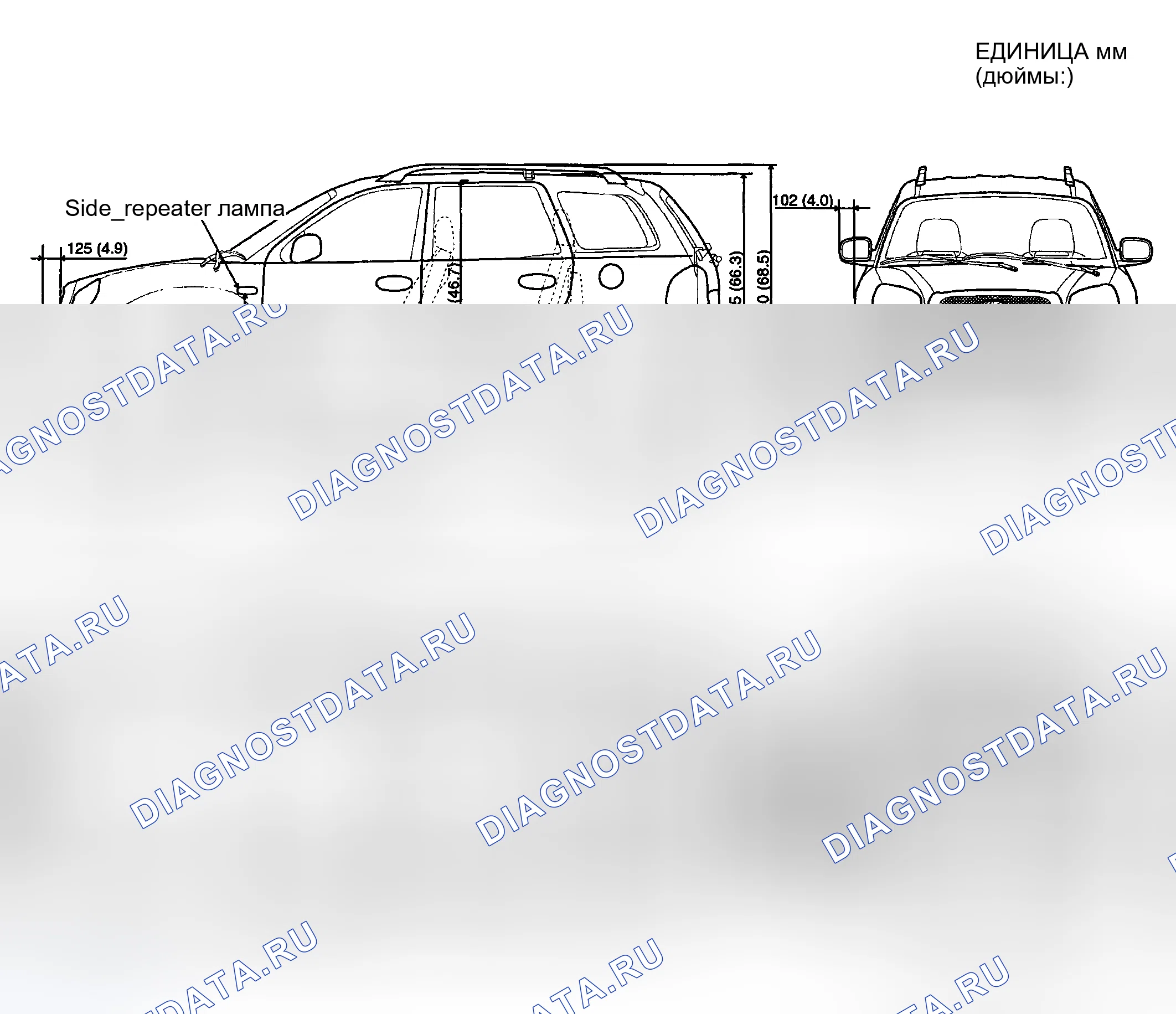 Рис. 41: РАЗМЕРЫ КОРПУСА. Hyundai Santa Fe I