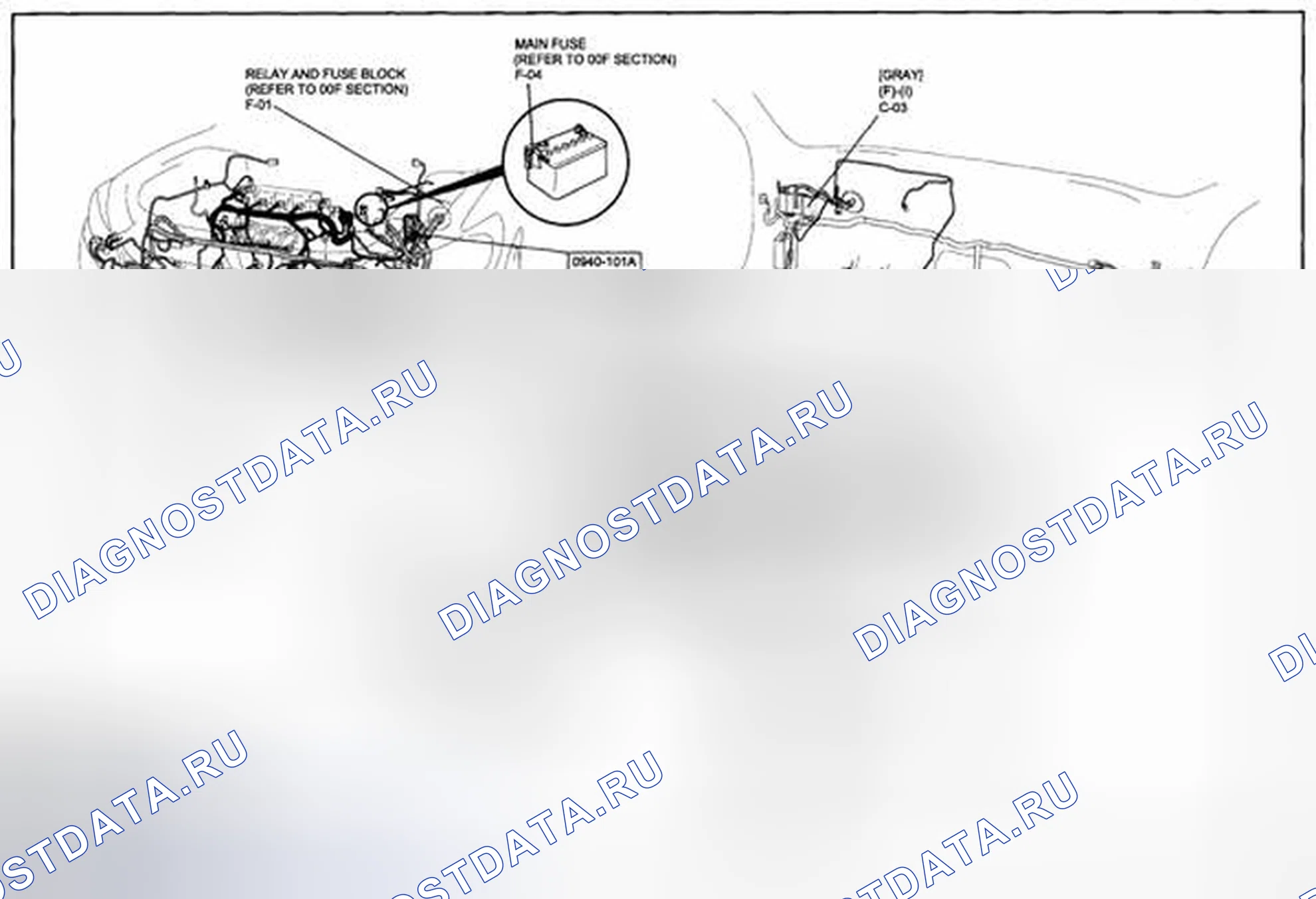 Рис. 232: Схема разводки жгута проводов звукового сигнала (0922-2) 2 из 2. Mazda CX-5 I
