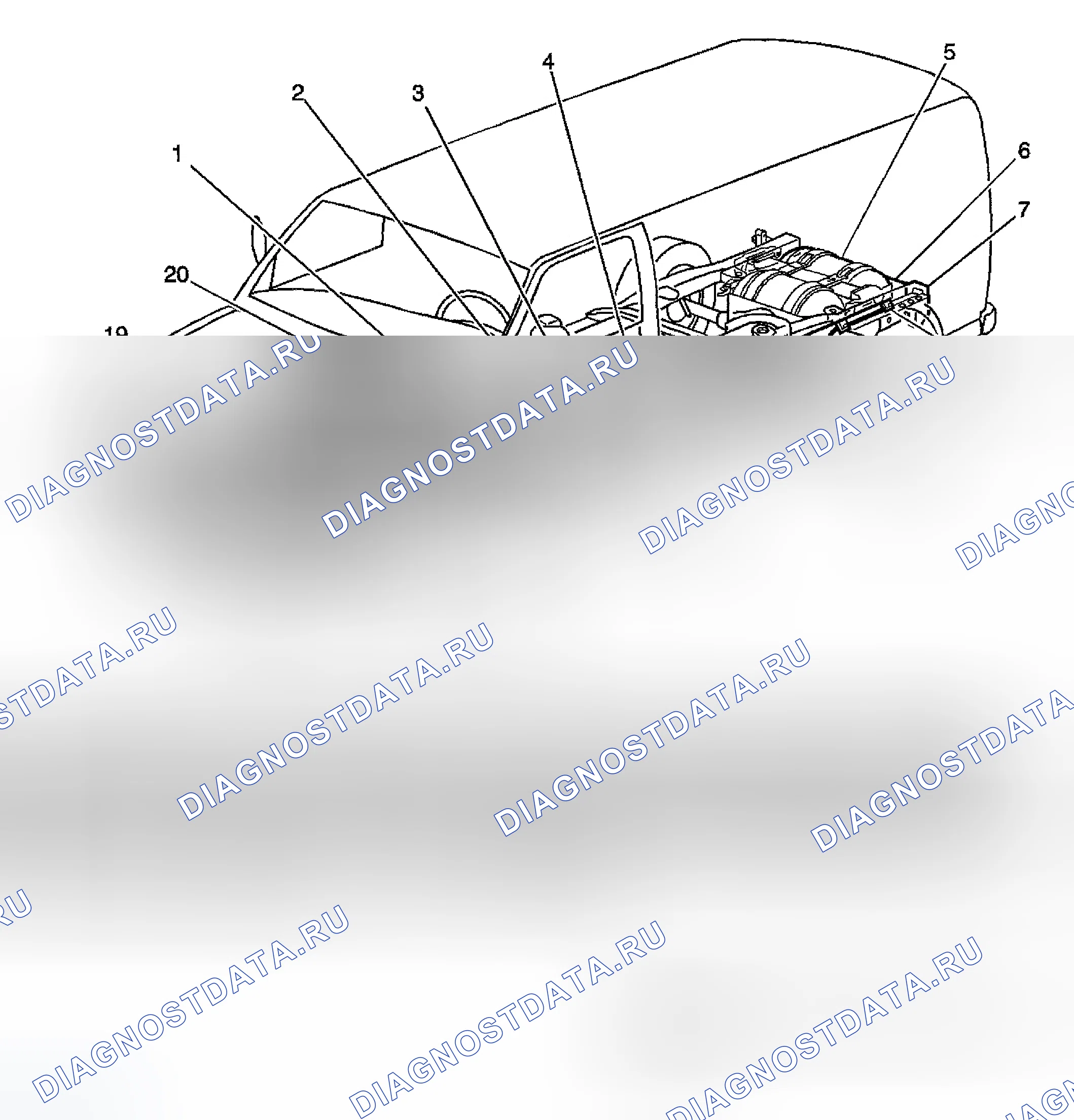 Рис. 57: РАСПОЛОЖЕНИЕ КОМПОНЕНТОВ. GMC Savana H2500 