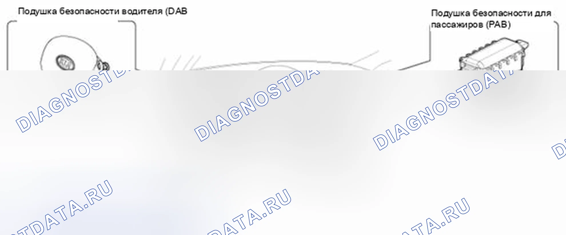 Рис. 612: Подушка безопасности водителя (DAB) / пассажирская подушка безопасности. Kia Optima III