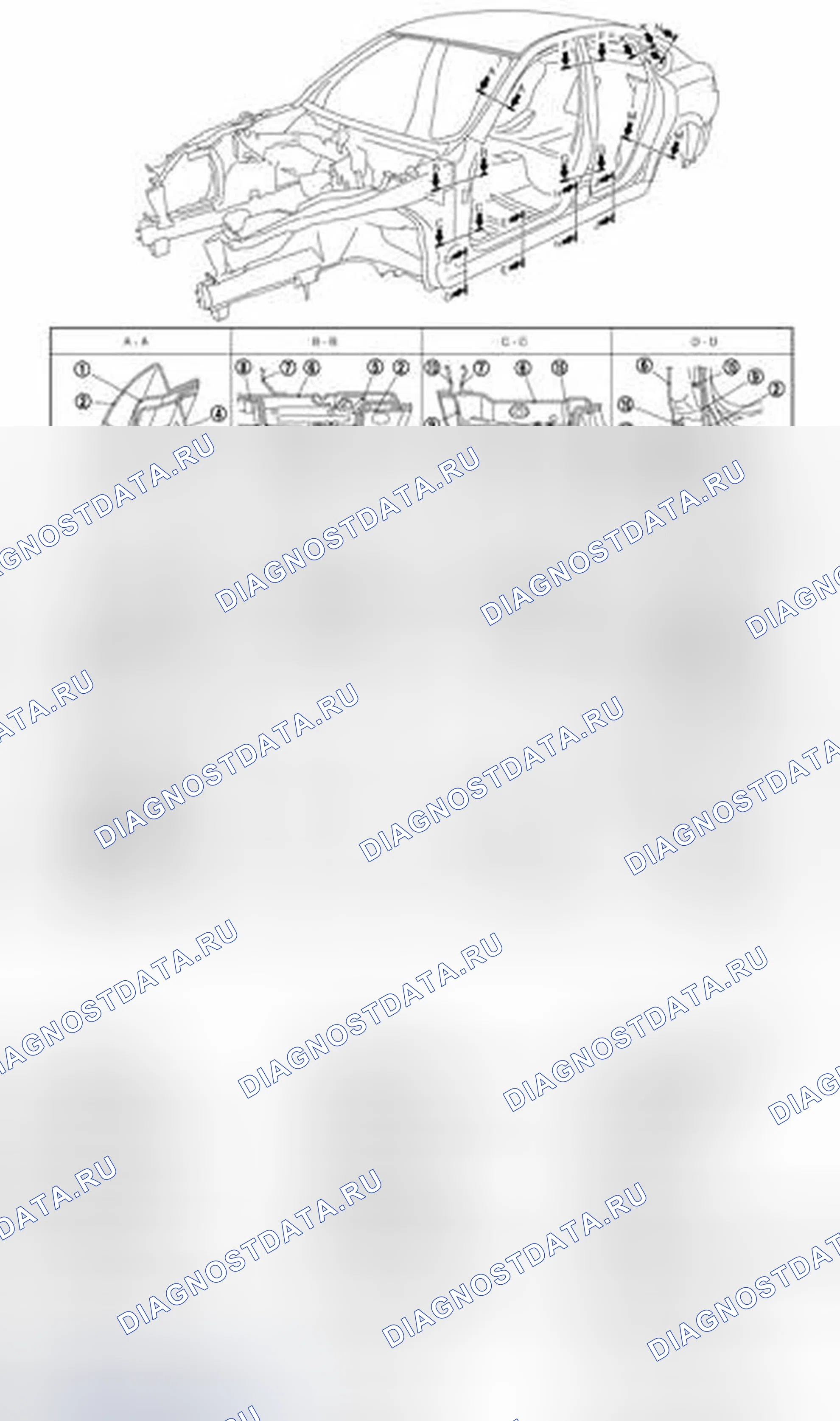 Рис. 140: Конструкция кузова. Infiniti M37 IV
