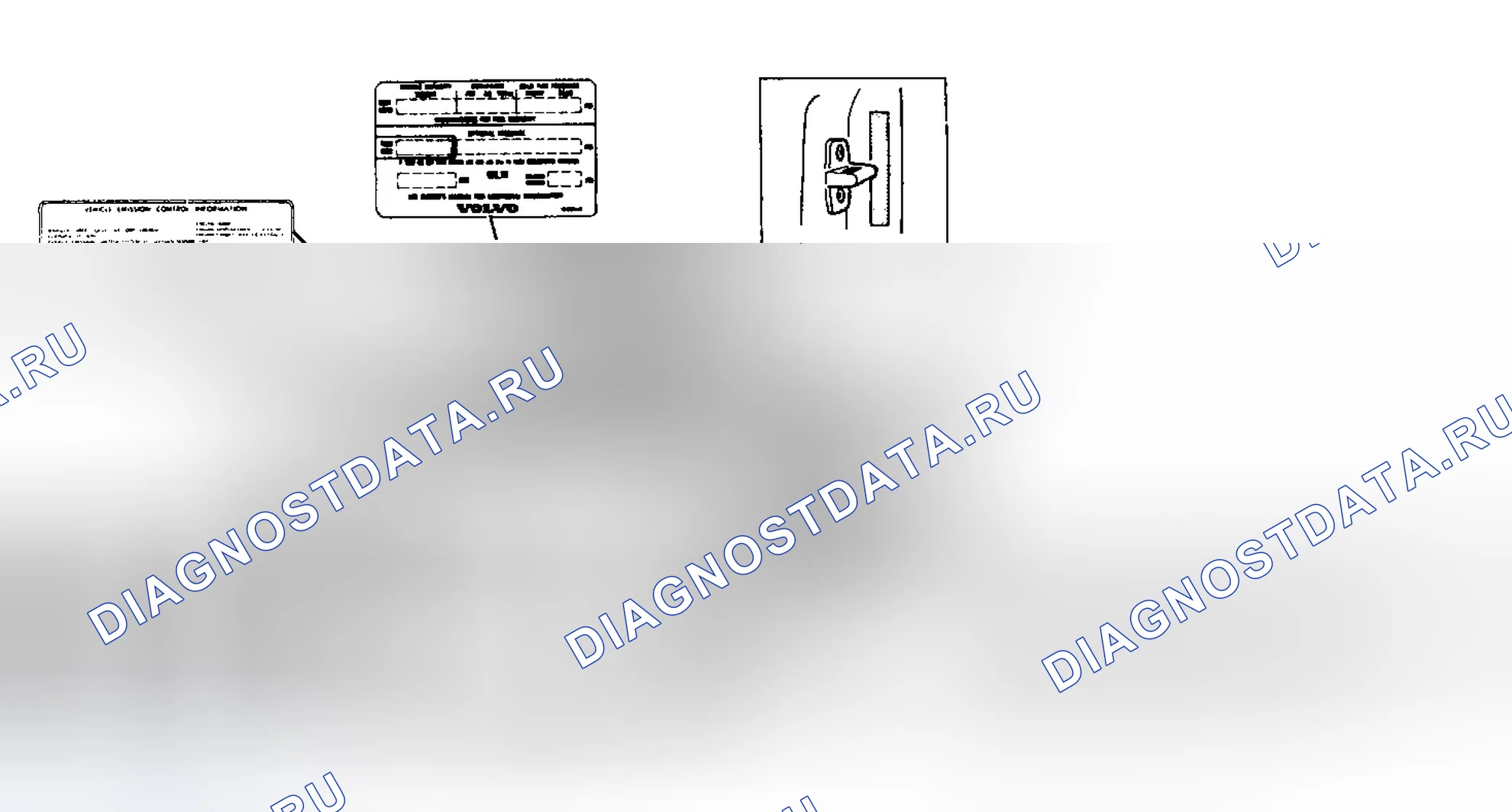 Рис. 7: РАСПОЛОЖЕНИЕ ИНФОРМАЦИОННЫХ МЕТОК. Volvo 940 I