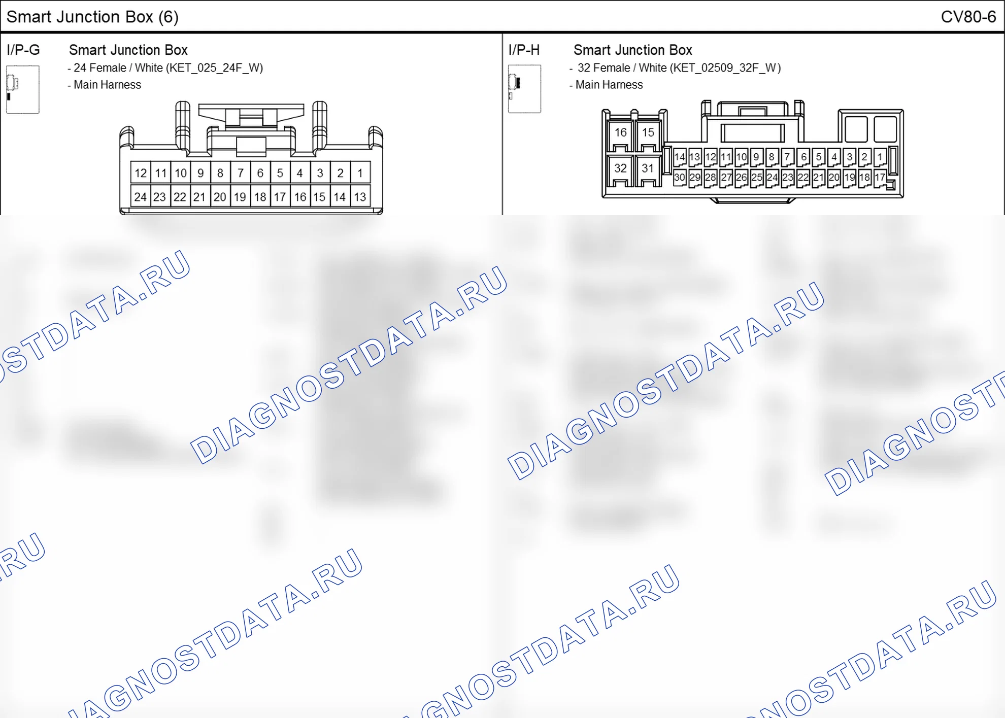 Распиновка разъёма CV80-6 — smart junction box. Hyundai Elantra V рестайлинг