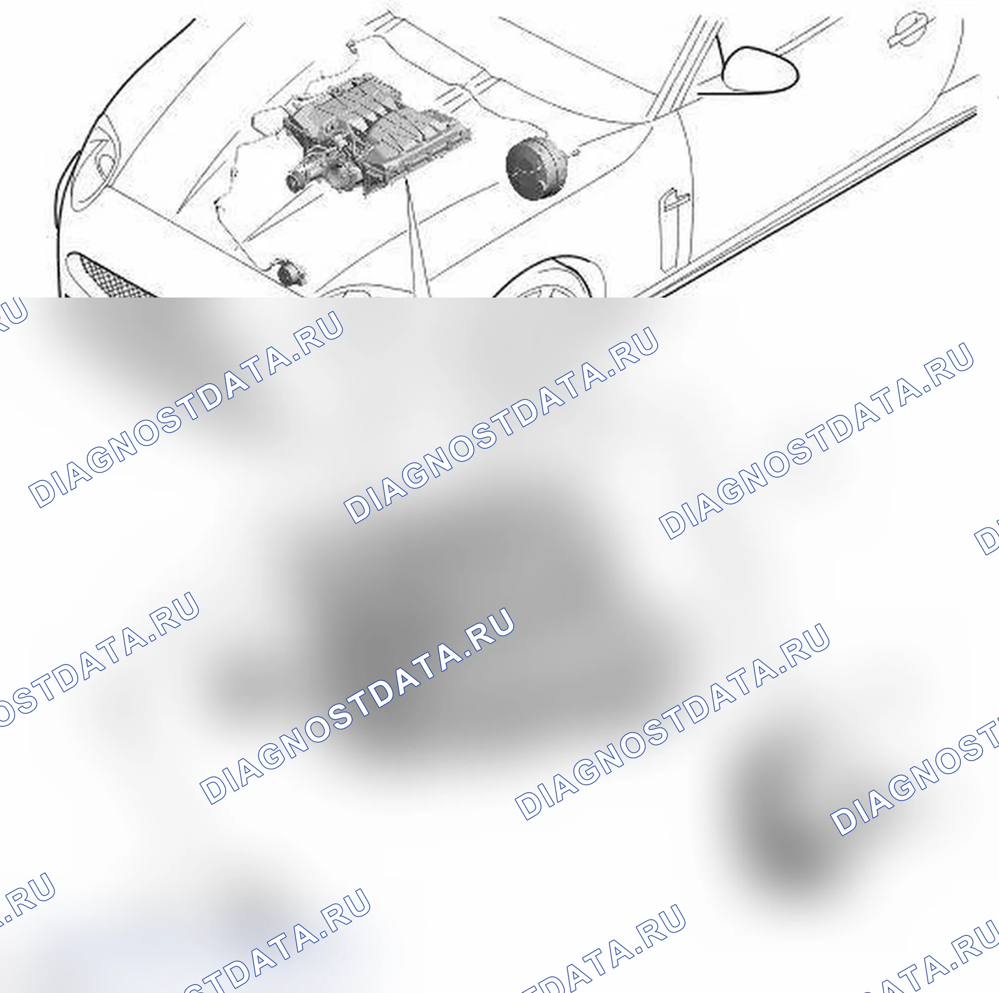 Рис. 36: РАСПОЛОЖЕНИЕ КОМПОНЕНТОВ - ТРАНСПОРТНЫЕ СРЕДСТВА С НАГНЕТАТЕЛЕМ. Jaguar XK II рестайлинг 2