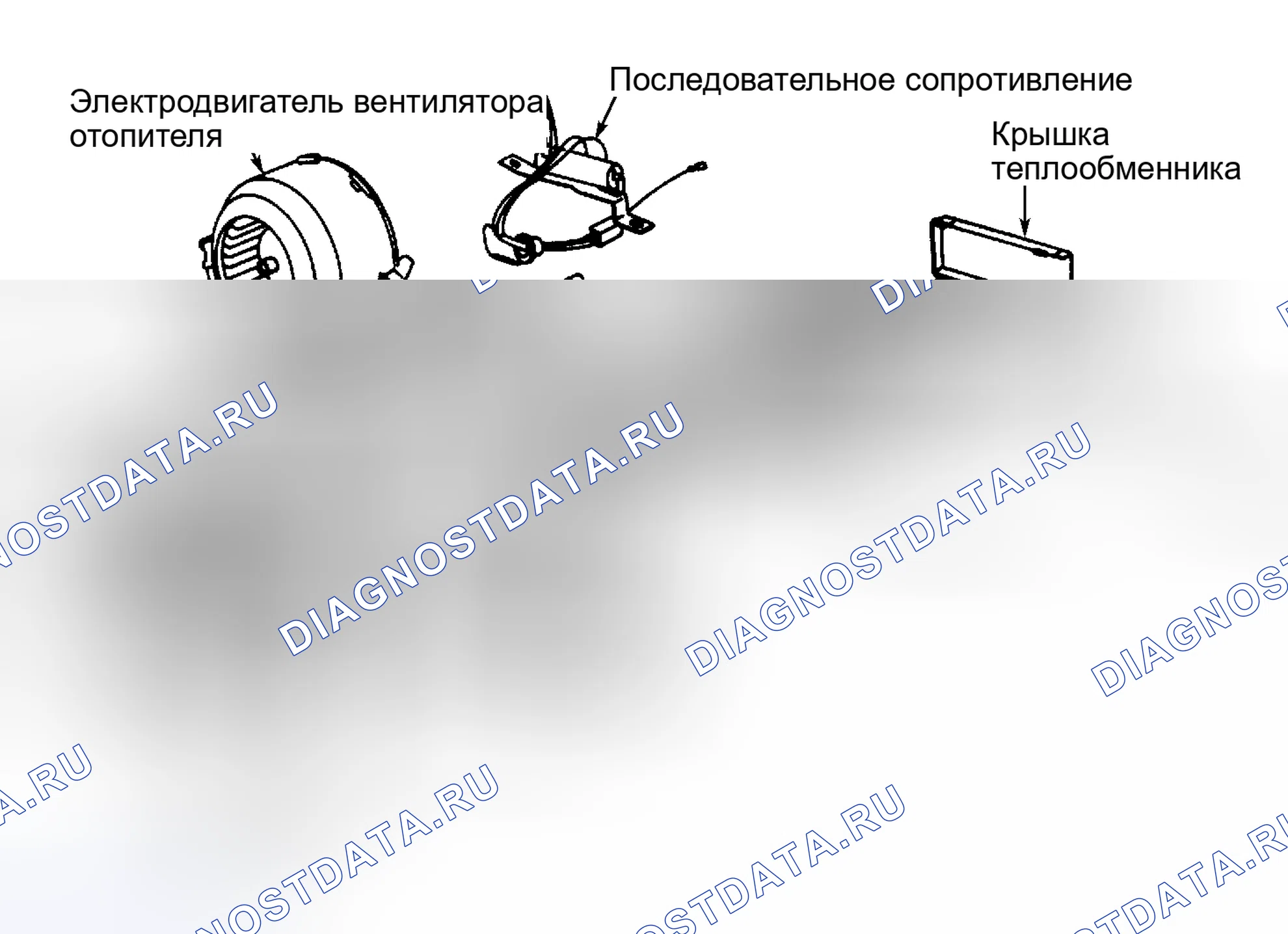 Рис. 1: Типичные компоненты системы отопителя Volkswagen. Volkswagen Jetta I