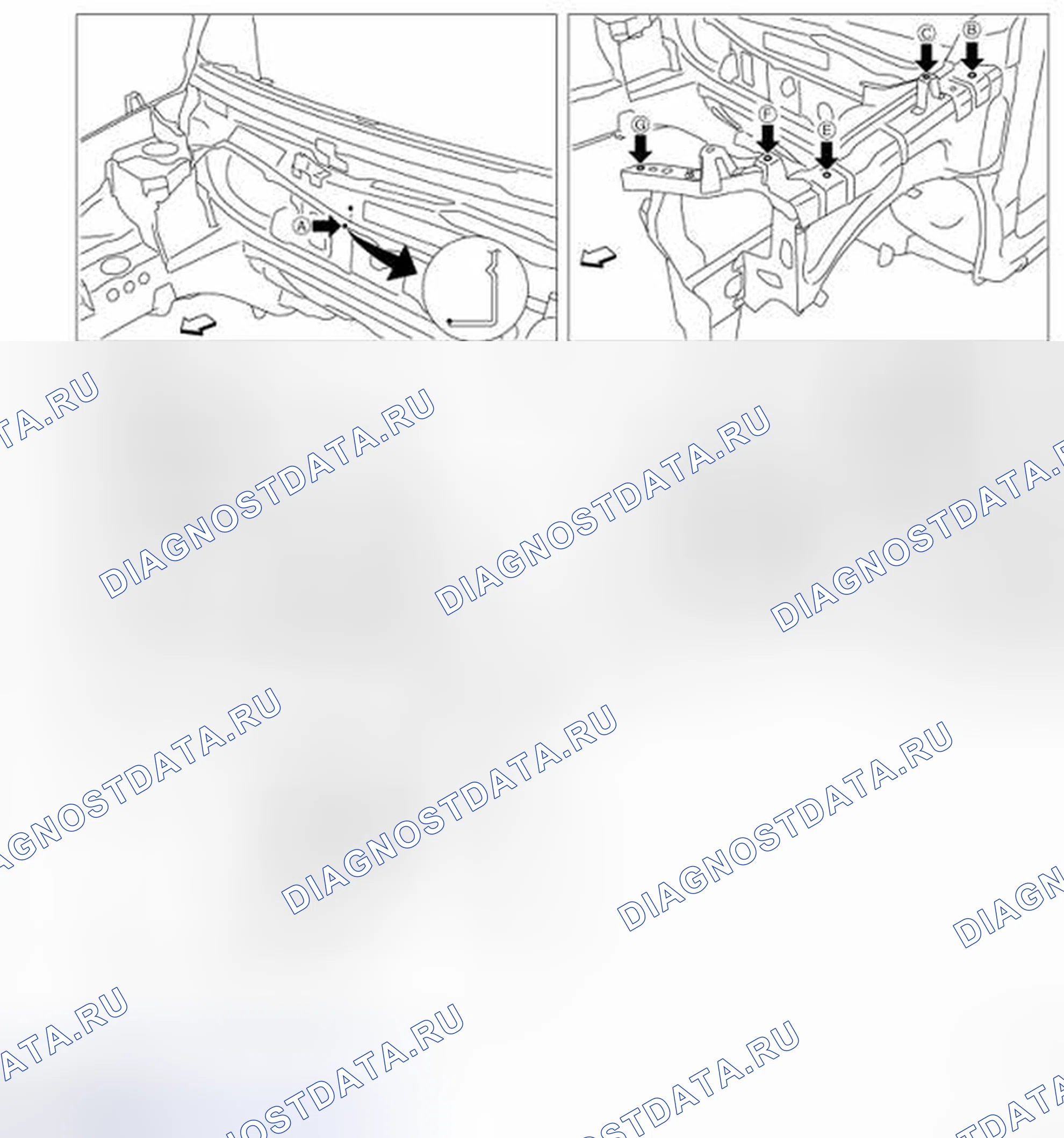 Рис. 133: ТОЧКИ ИЗМЕРЕНИЯ. Nissan Cube III
