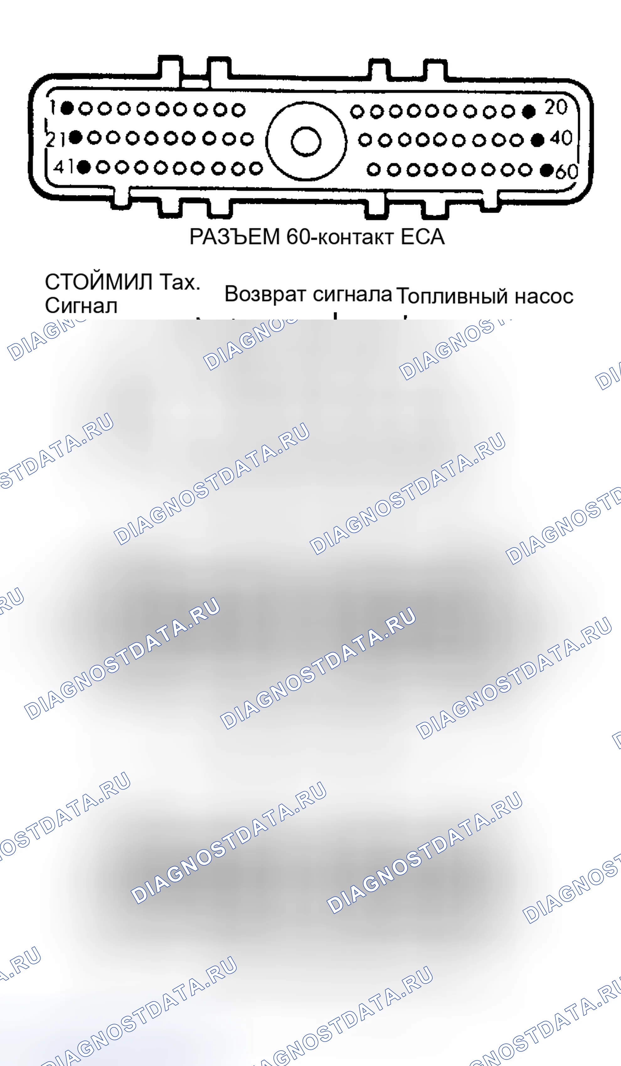 Рис. 114: Схема контактов разъема ECA. Mazda Familia BF