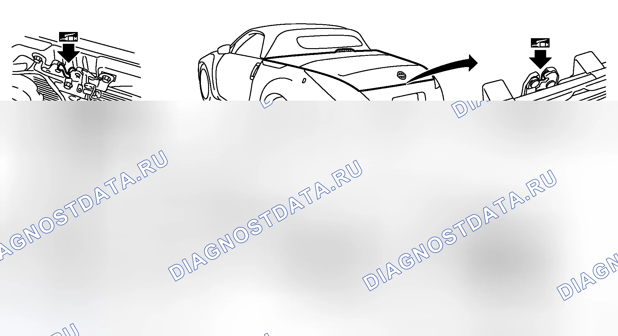 Рис. 45: Смазочные замки, петли и защелка капота (родстер). Honda Life I