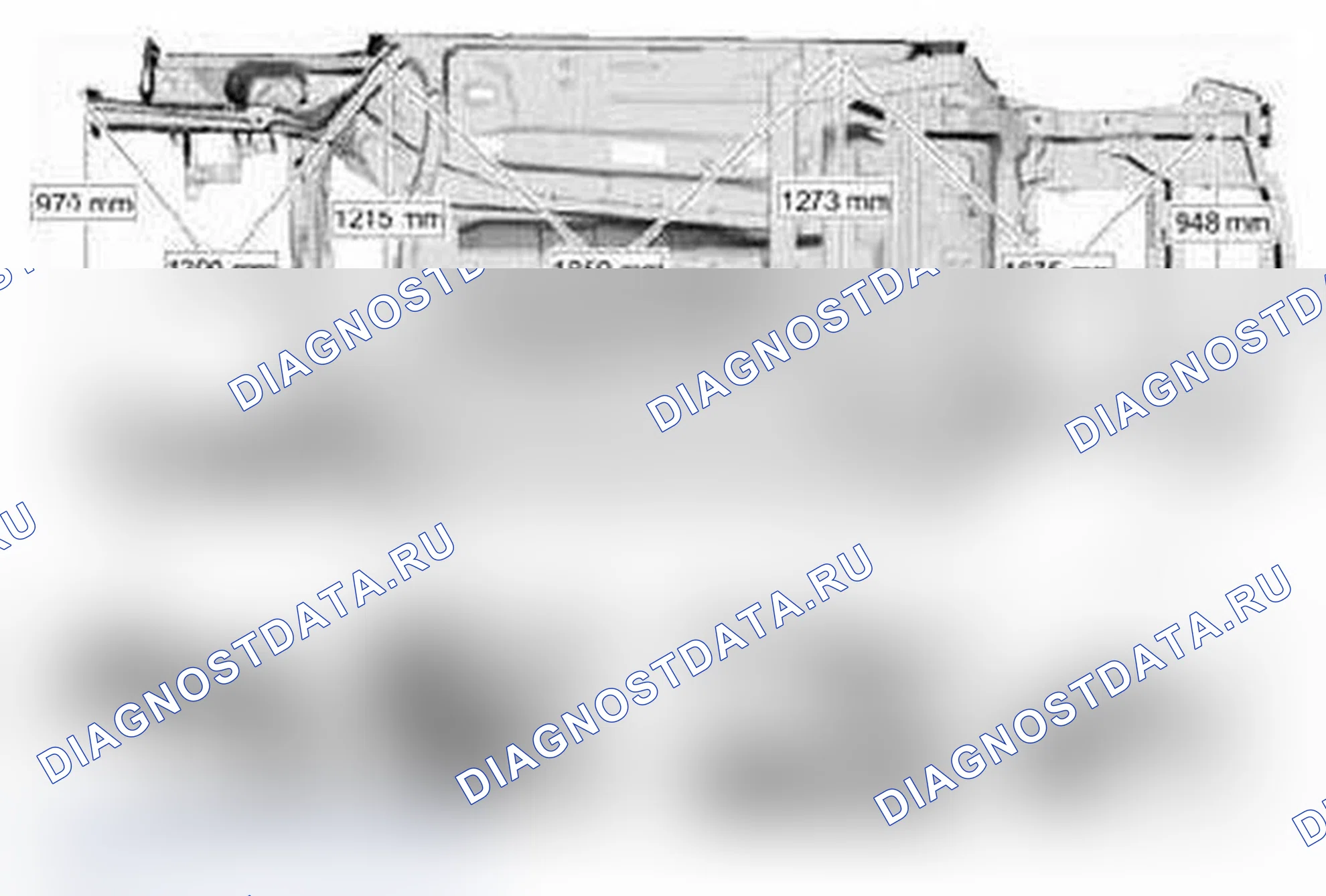 Рис. 360: Измерения под кузовом - 5-дверь хэтчбек, электромобиль (EV). Ford Focus III