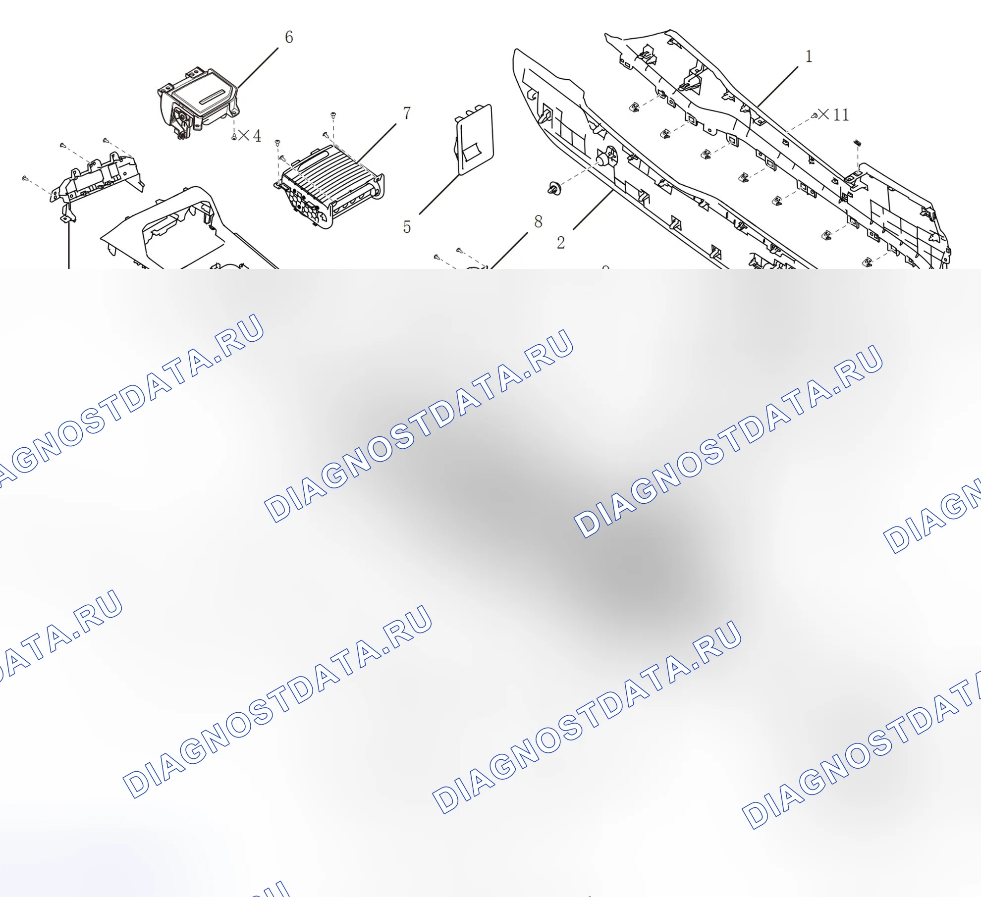 Схема расположения центральной консоли — Wey P8. Wey P8 I