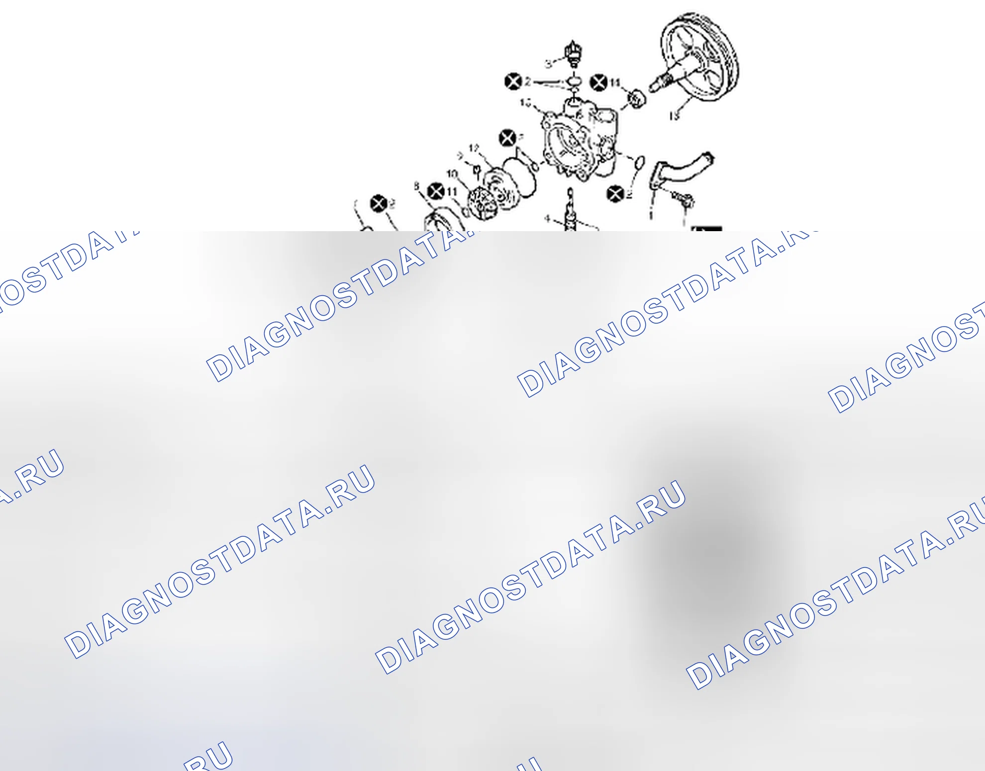 Рис. 25: КОМПОНЕНТЫ P/S НАСОСА. Suzuki Grand Vitara II