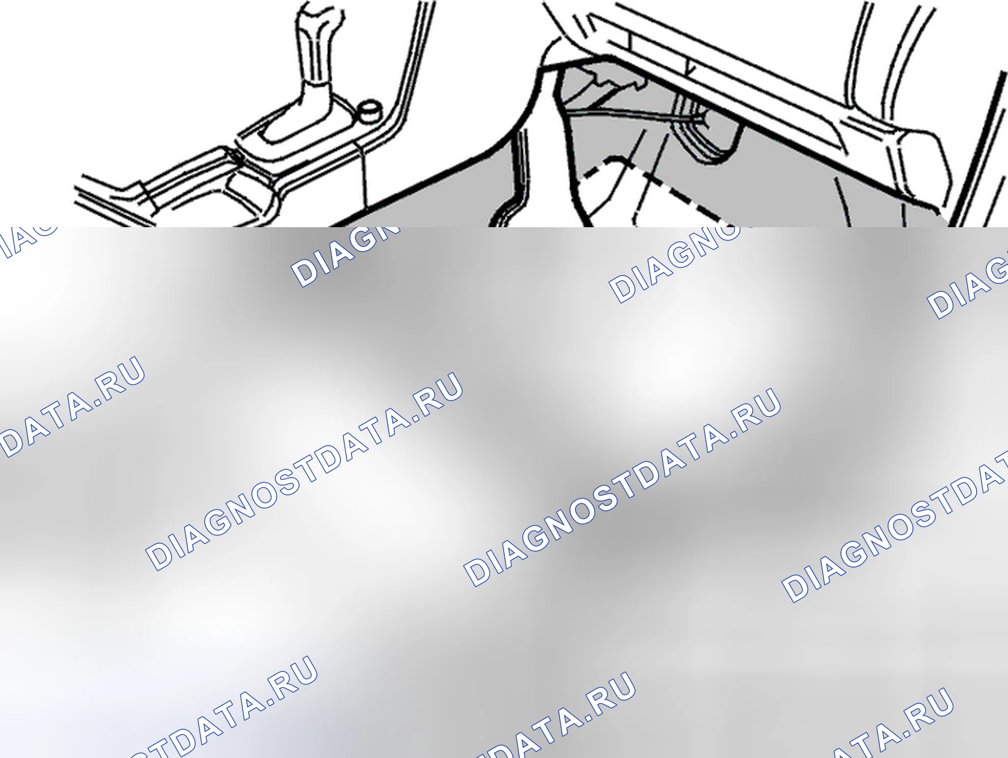 Рис. 231: Замена влажного переднего коврика для ножных колодцев (частично). Volvo C70 I