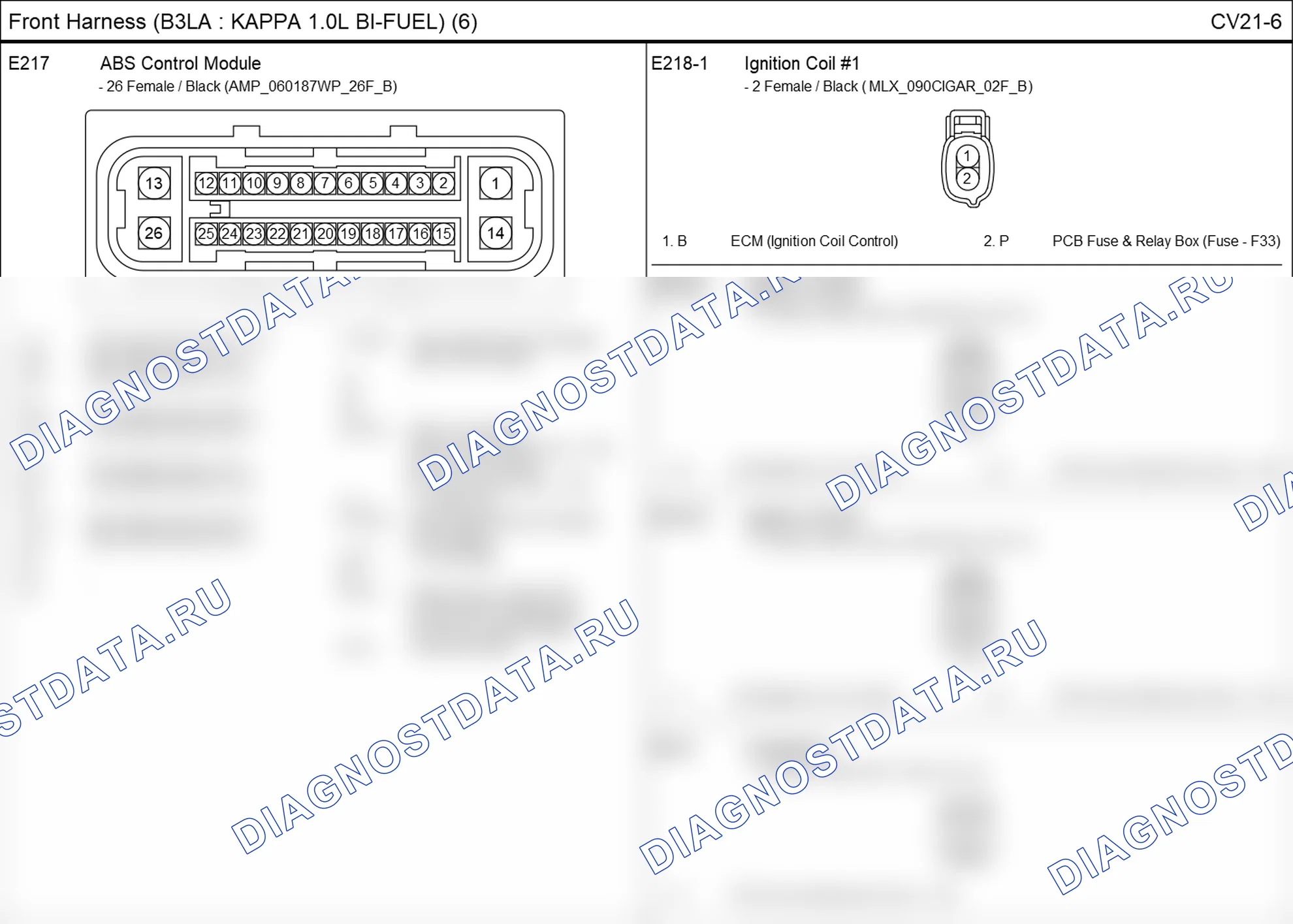 Распиновка разъёма E218-1 — front harness. Hyundai GRAND i10/Xcent BA