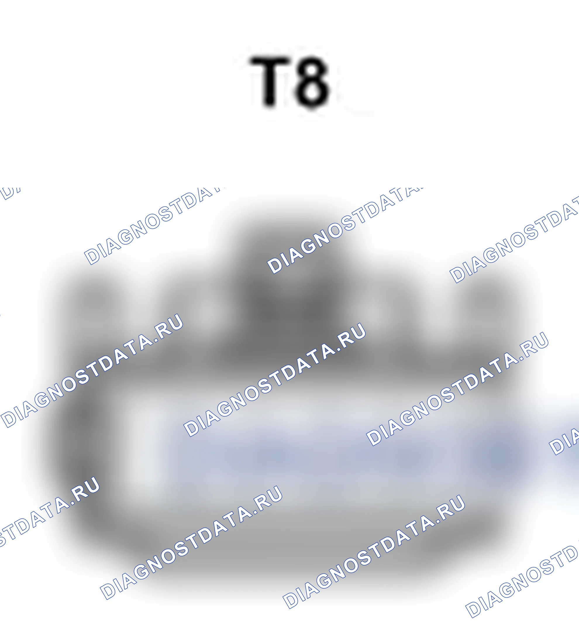 Рис. 489: Вид с торца правого разъема переднего поясничного переключателя с электроприводом (T8). Lexus IS F I