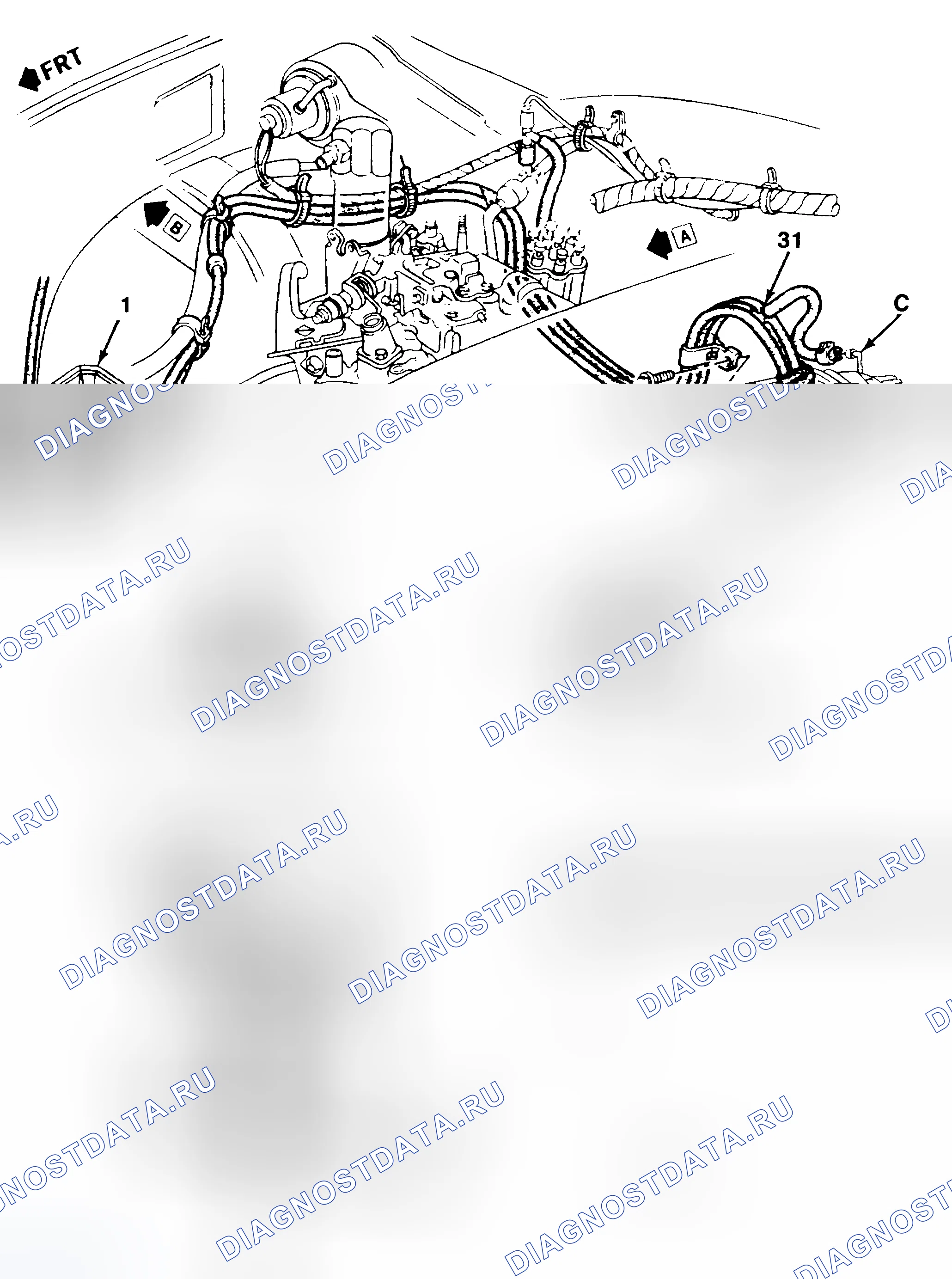 Рис. 1: Трассировка и схема вакуумной линии. GMC S15 Pickup 
