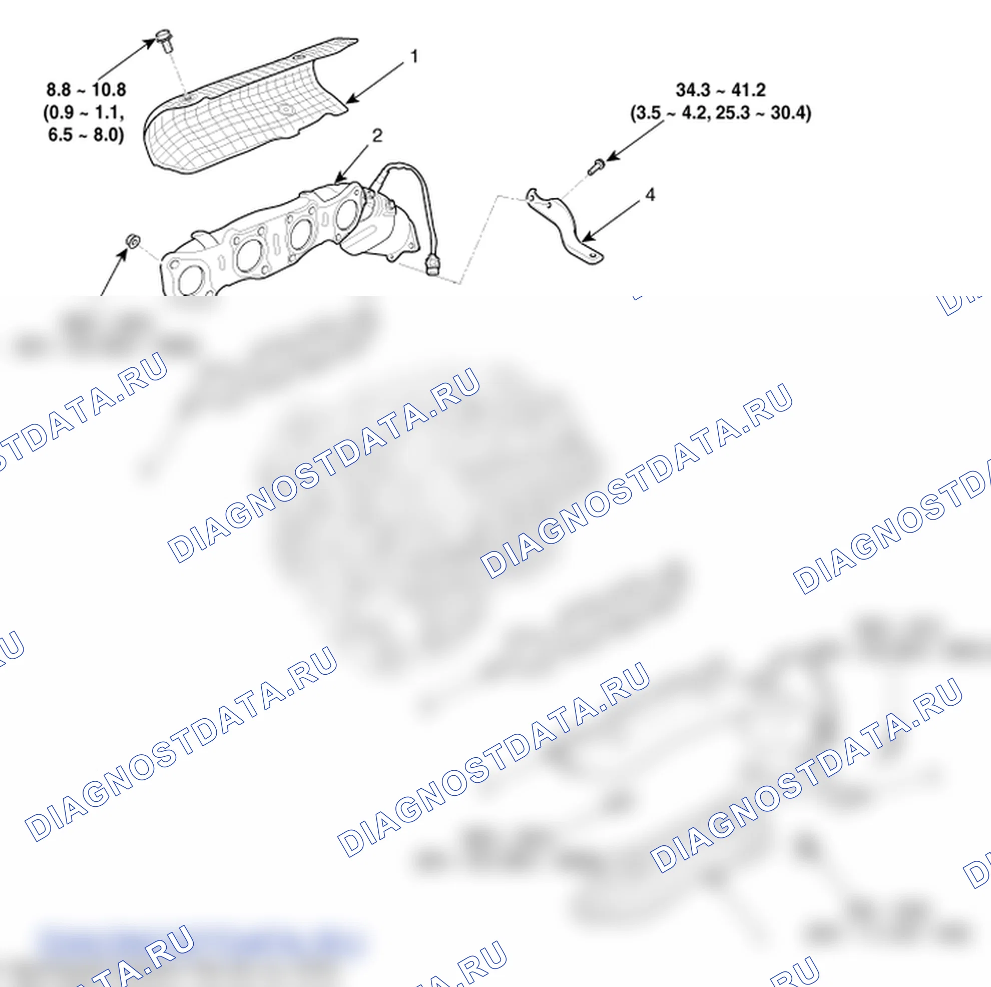 Детали выпускного коллектора. Hyundai Genesis(Bh)-U.S. I