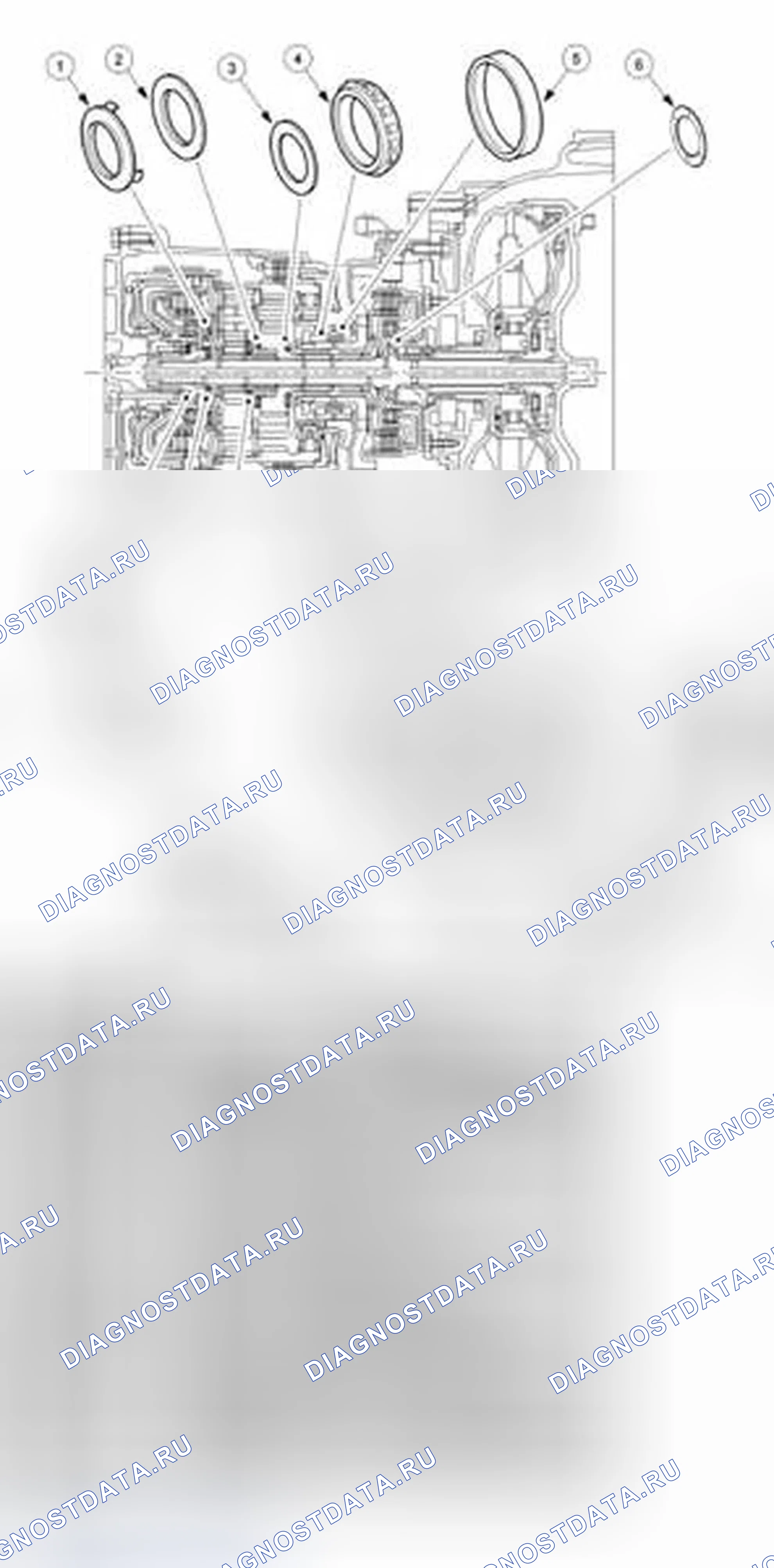 Рис. 135: Подшипники, втулки и упорные шайбы. Ford Focus I рестайлинг