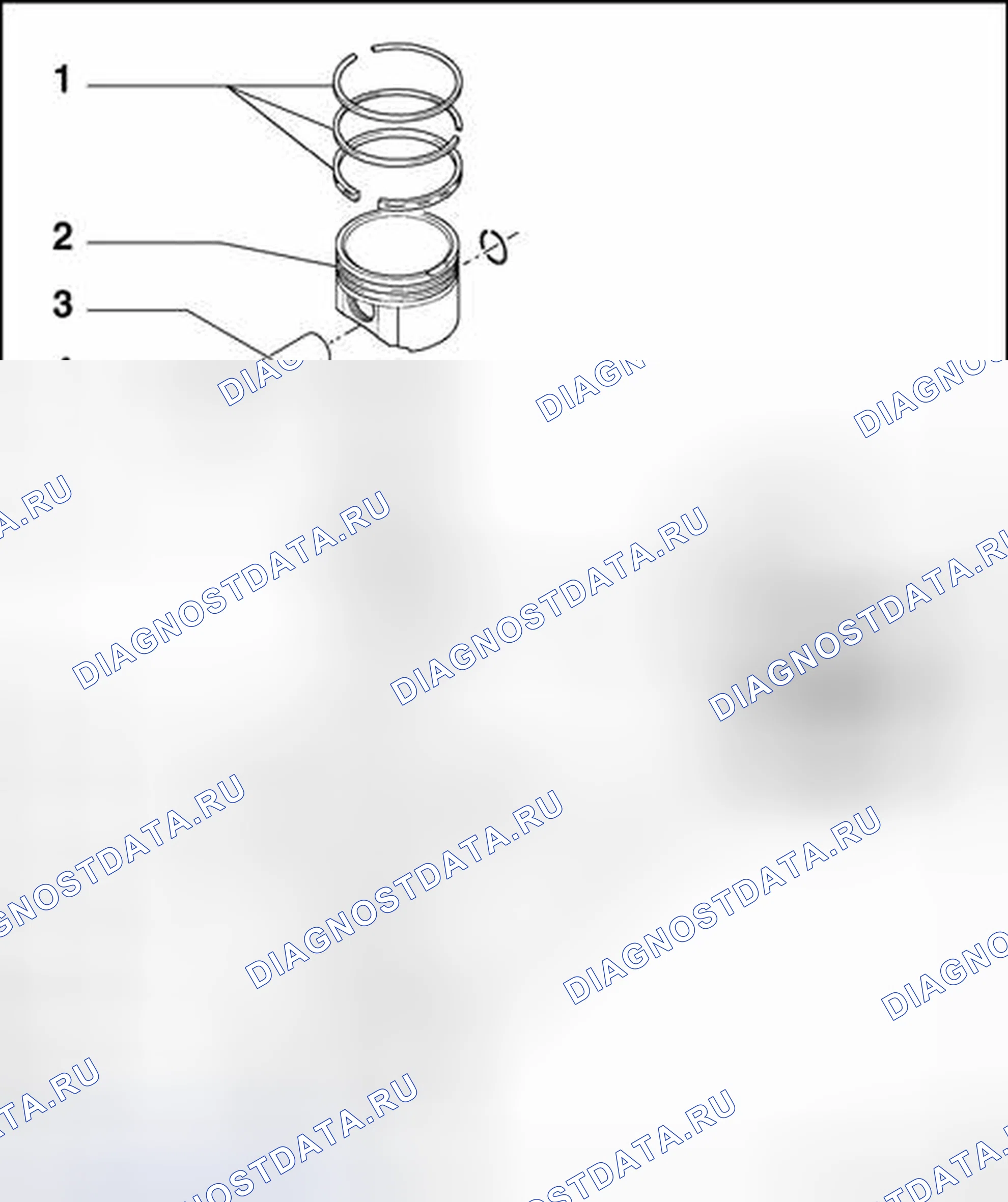 Рис. 514: Поршни и шатуны (код двигателя AWD, AWW), обзор сборки. Volkswagen Golf Mk4