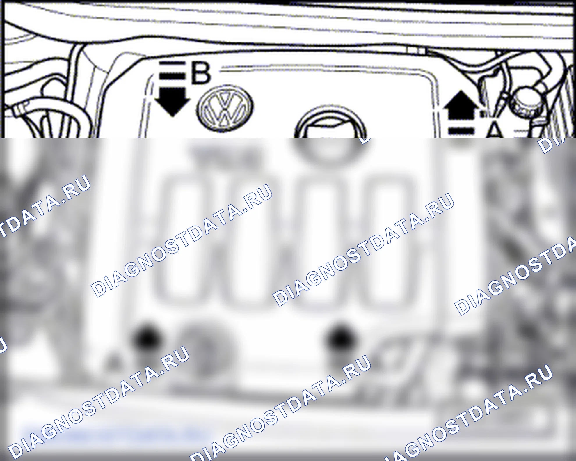 Кожух двигателя, состоящий из двух частей. Volkswagen Golf Mk5